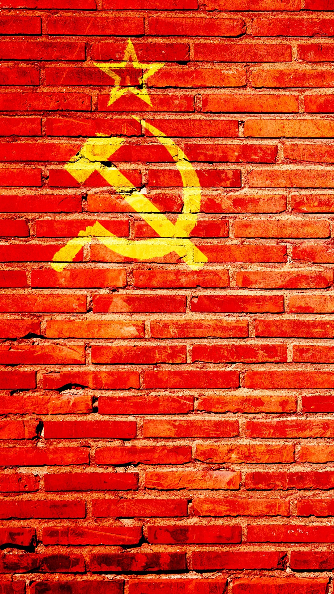 壁紙 1080x19 壁 レンガ 赤 ハンマーと鎌 ソ連 ダウンロード 写真