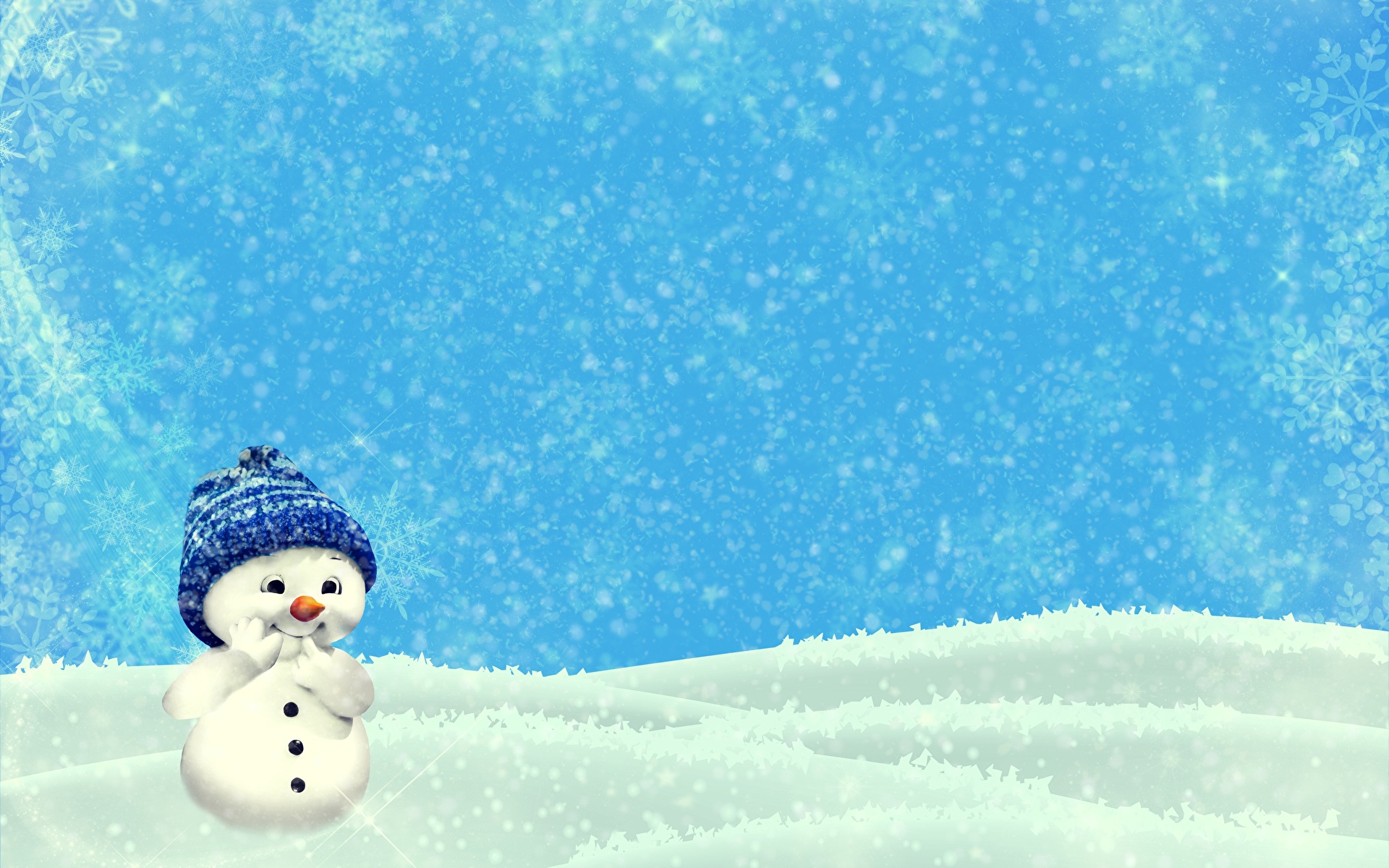 Image Winter Winter hat Snow Snowmen Template greeting 1920x1200