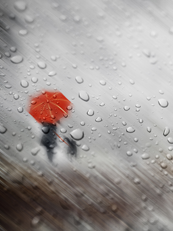 Image silhouettes Rain Drops Glass Umbrella 600x800