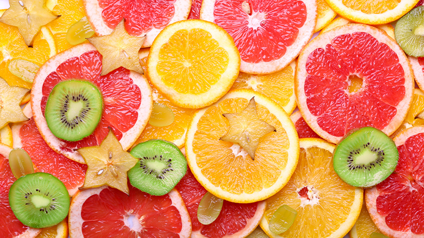 Picture Texture Grapefruit Orange Fruit Chinese Gooseberry 1366x768