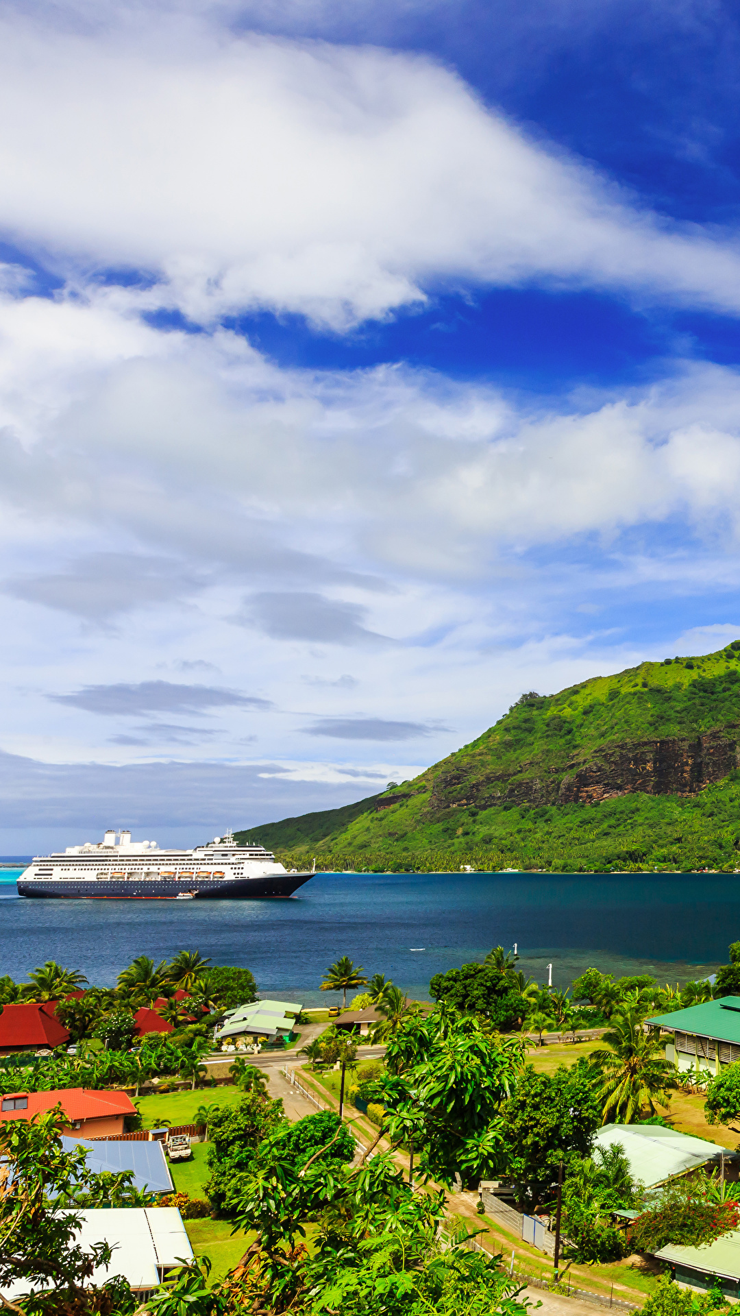 Фотография Круизный лайнер Французская Полинезия Moorea 1080x1920