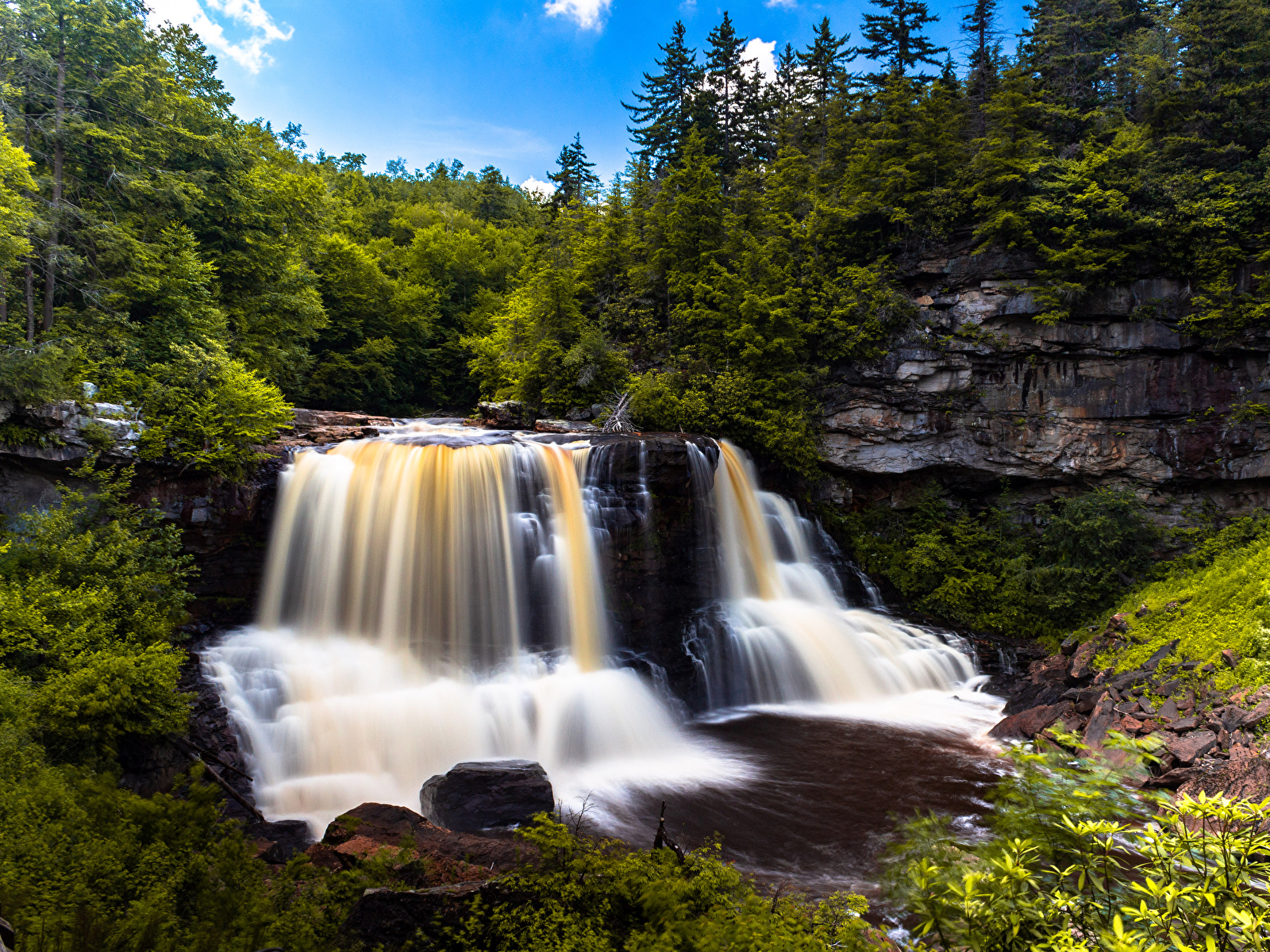 Photo USA West Virginia Crag Nature Waterfalls Forests 1600x1200