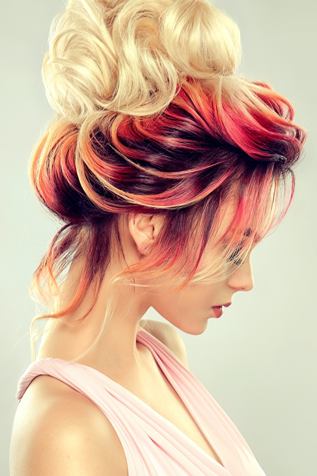 Image Girls Sofia Zhuravets Hair Hairdo Colored Background
