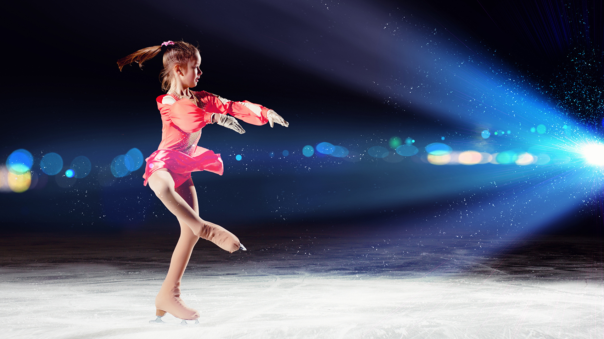 壁紙 19x1080 小さな女の子 氷 スケート靴 ダンス 子供 ダウンロード 写真