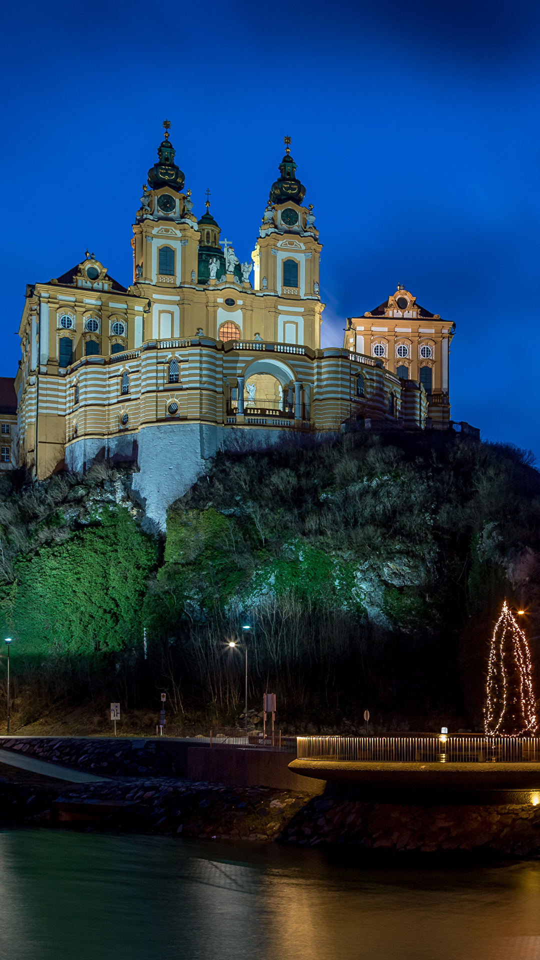 Фотографии Монастырь Германия Stift Melk Wachau скалы храм 1080x1920