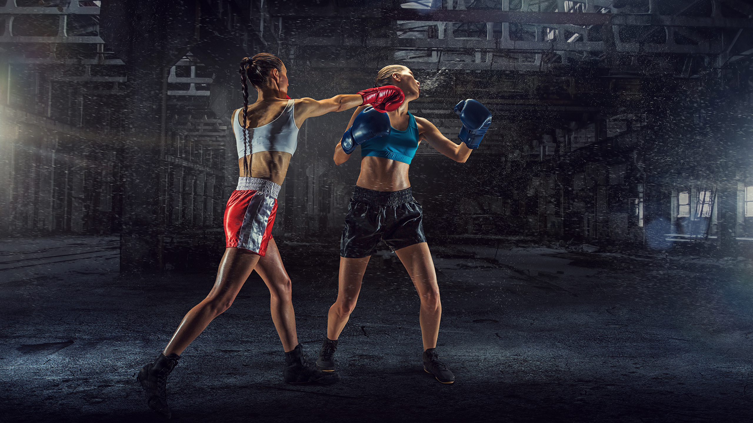 壁紙 2560x1440 ボクシング 2 二つ 制服 ワークアウト パンチ 少女 スポーツ ダウンロード 写真