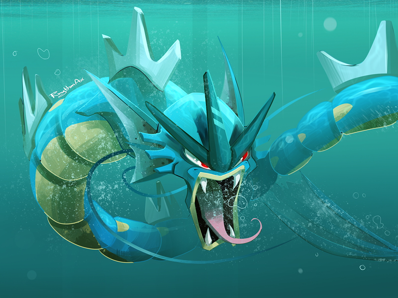 Картинка Pokemon Подводный мир Монстры Gyarados Фантастика 1600x1200