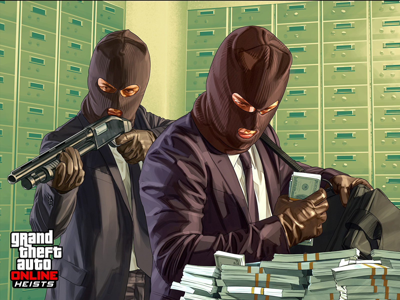 Papeis de parede 1600x1200 GTA 5 Máscara Caçadeira Dinheiro Bancos Online  Dois Terno Ladrão Jogos baixar imagens