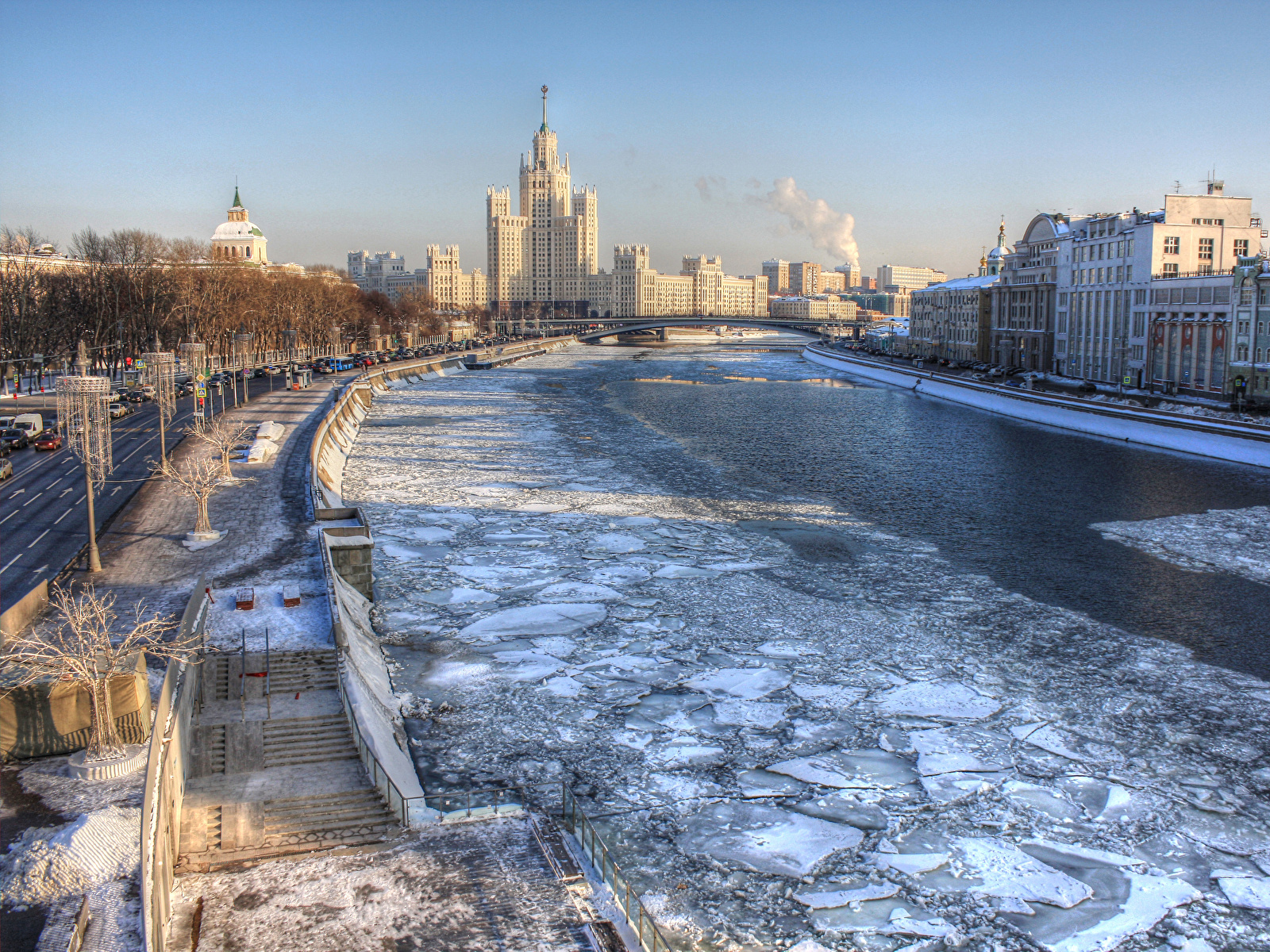 Фотография Москва Россия Zaryadye Лед Зима Лестница Водный 1600x1200