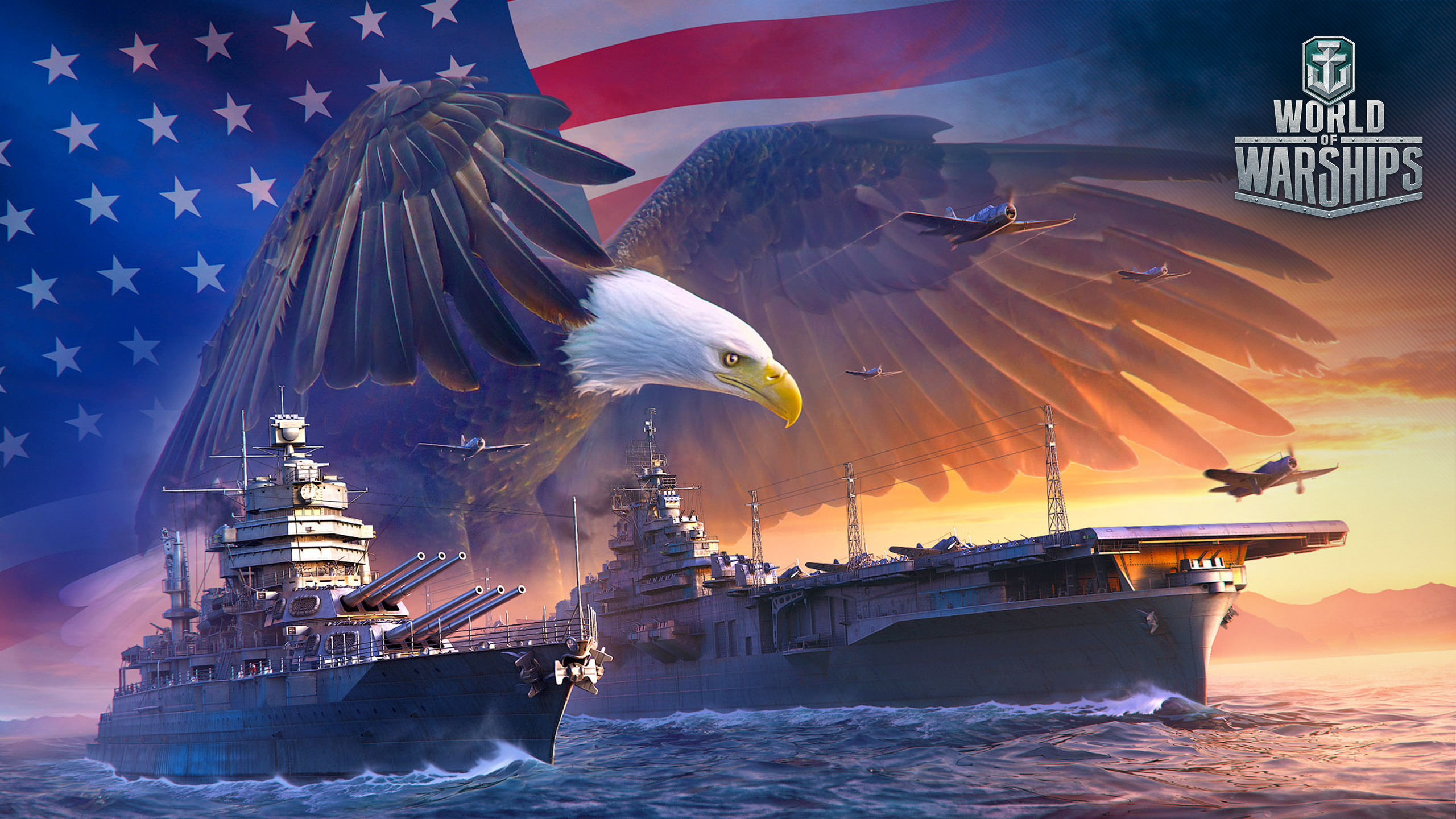 壁紙 2560x1440 World Of Warship 船 イーグル アメリカの ゲーム 陸軍 ダウンロード 写真