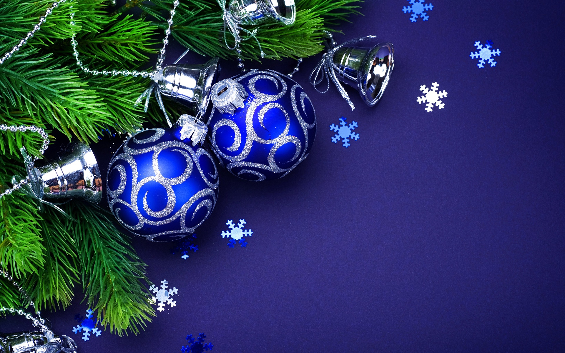 Wallpaper New year Blue Balls 1920x1200