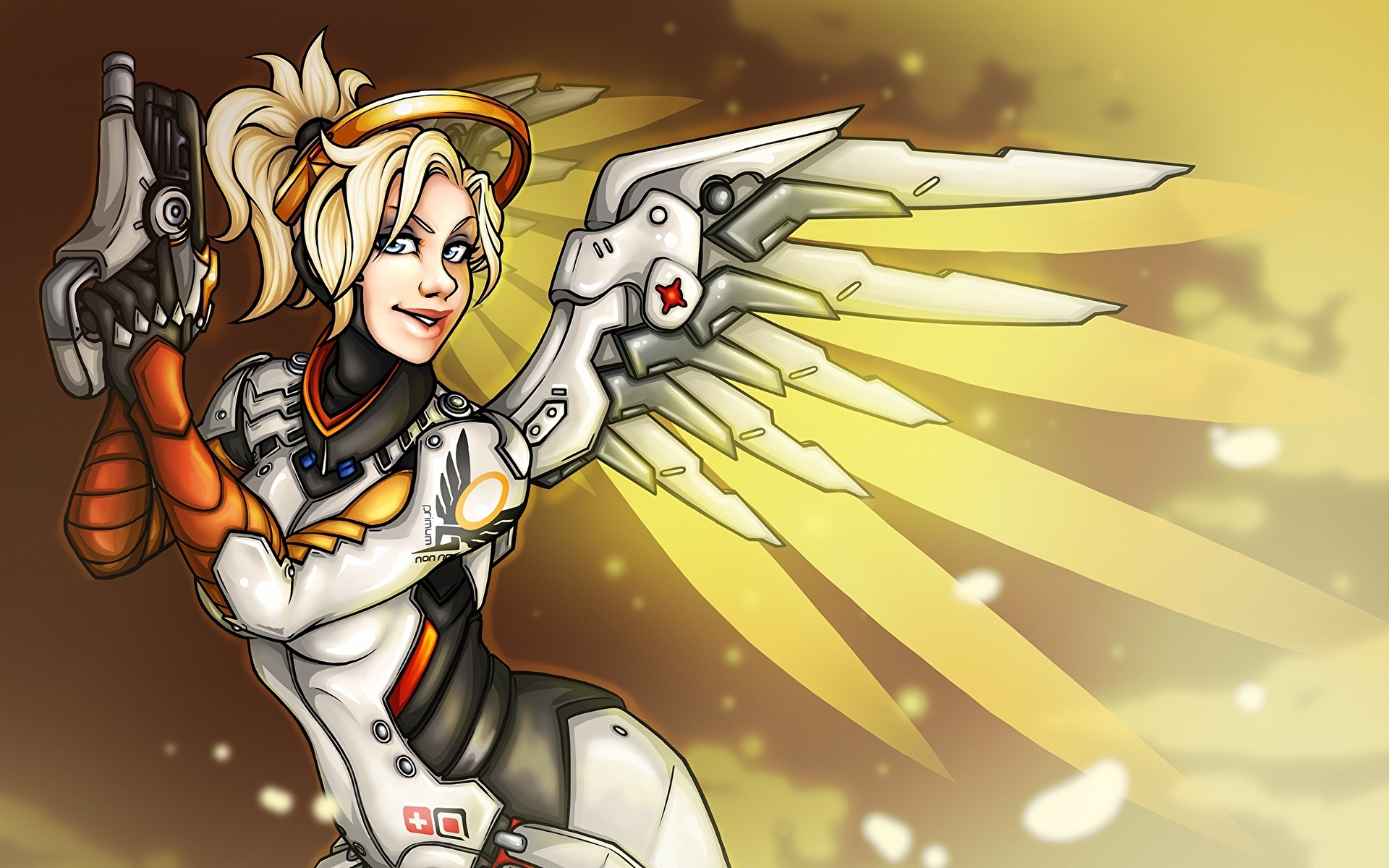 Картинки Overwatch Fan ART Angela Ziegler, Mercy Фэнтези 1920x1200