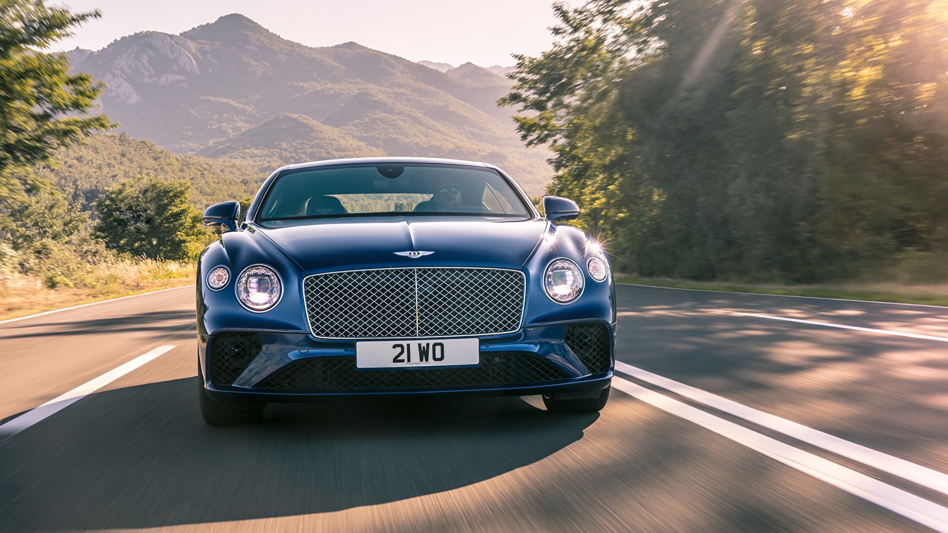 Images Bentley Continental GT 2017 Coupe Blue at speed 1920x1080