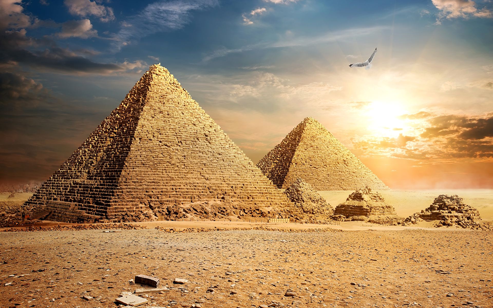 壁紙 1920x1200 エジプト 砂漠 空 Cairo ピラミッド 雲 自然 ダウンロード 写真