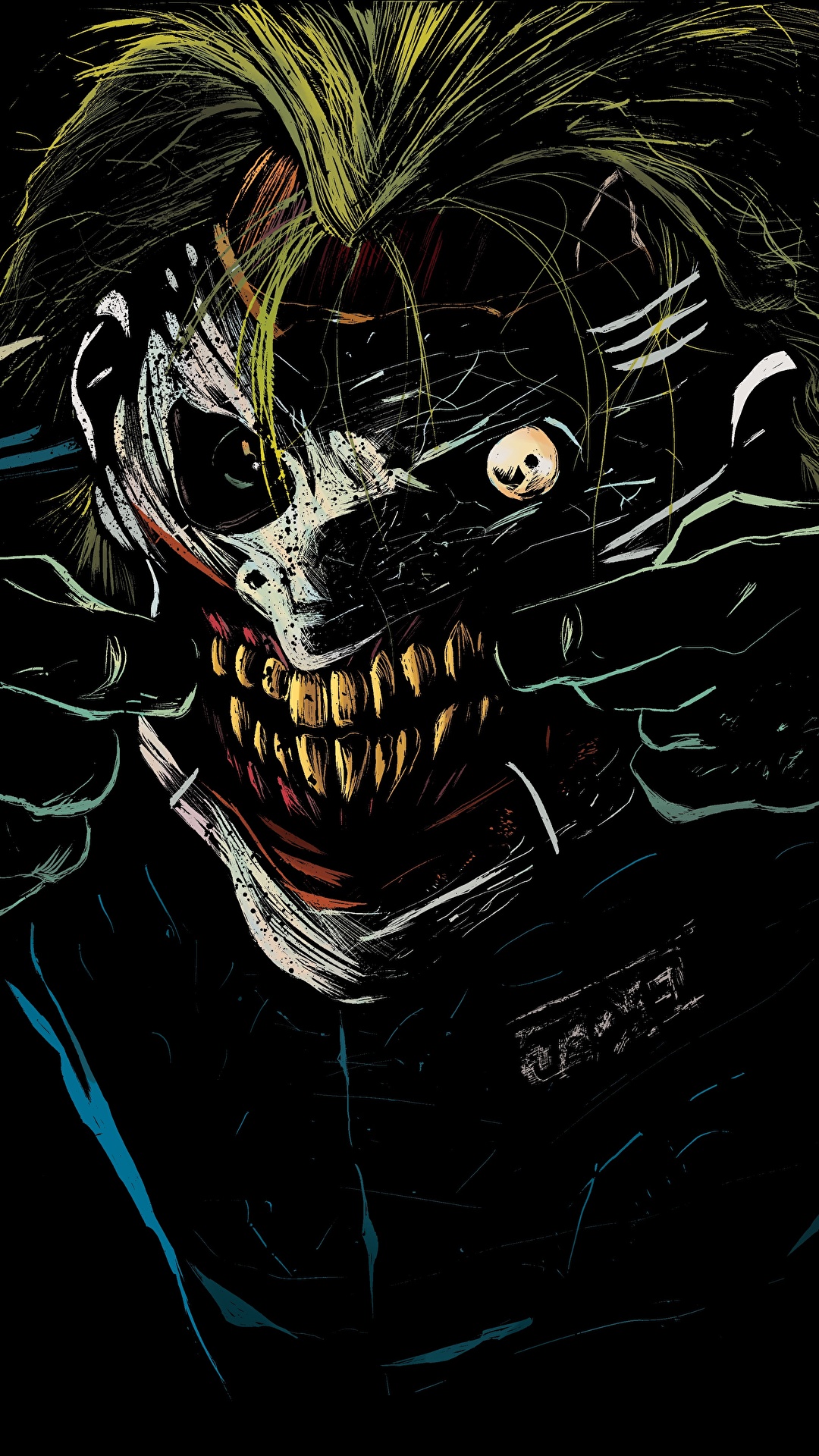 壁紙 1080x19 コミックヒーロー ジョーカー 顔 歯 黒色背景 醜い ファンタジー ダウンロード 写真