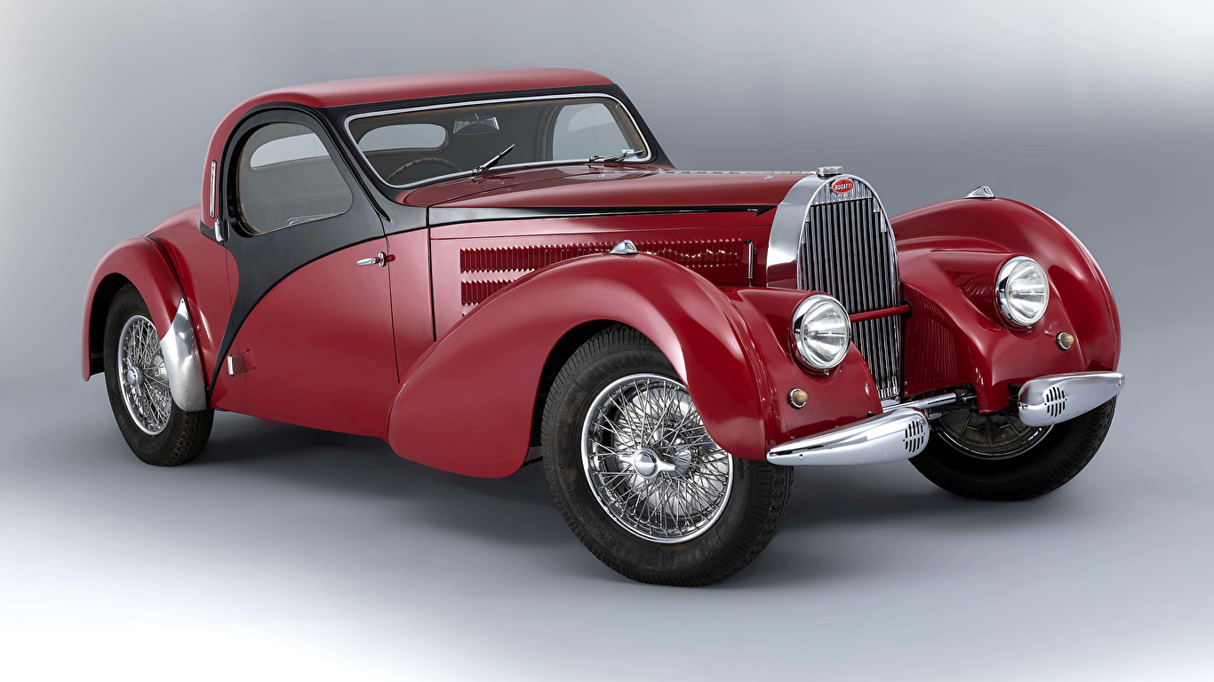 Images BUGATTI 1938 Type 57 Atalante Red vintage Cars Gray 1366x768