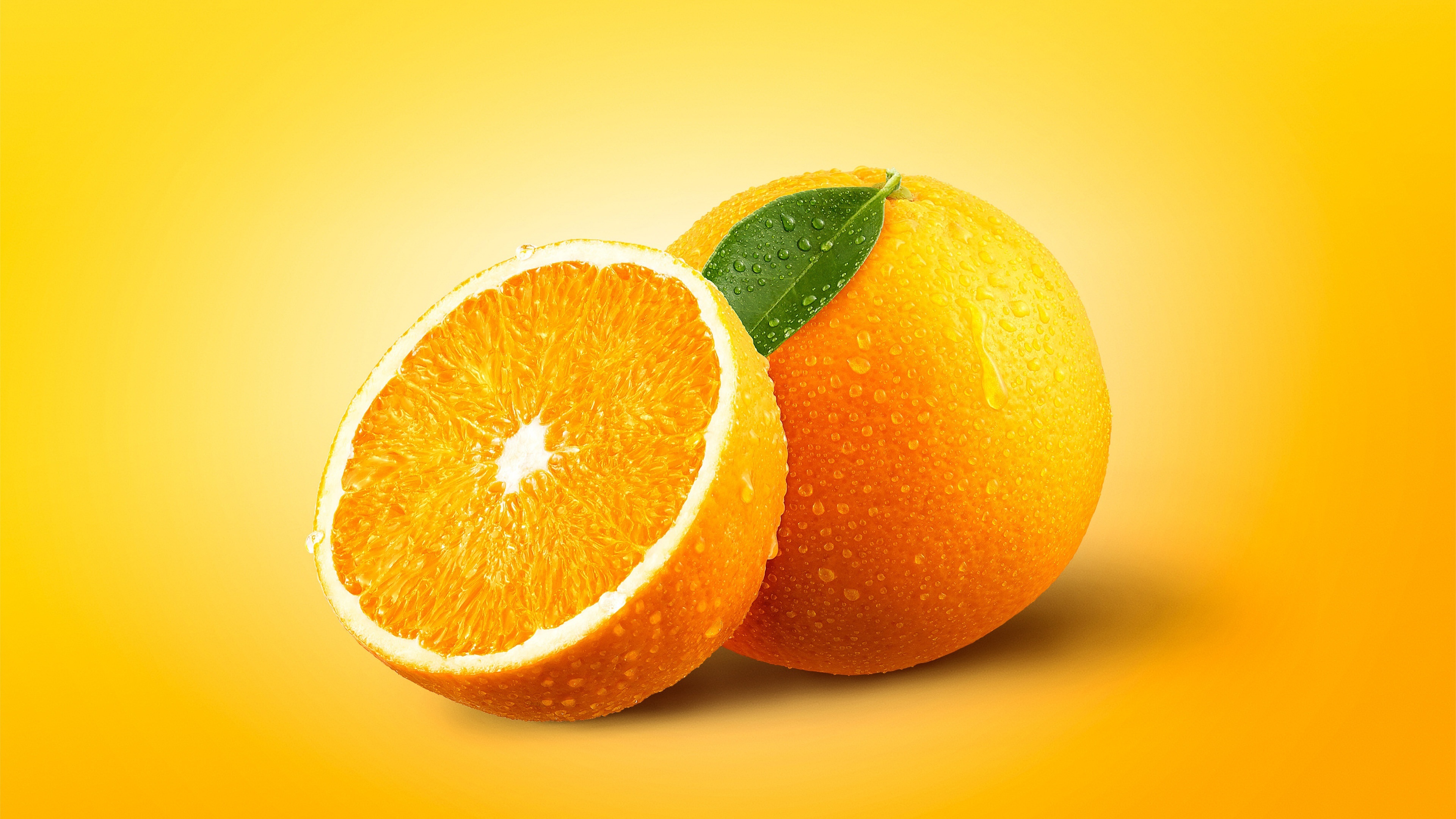 壁紙 3840x2160 オレンジ クローズアップ 色の背景 水滴 食品 ダウンロード 写真