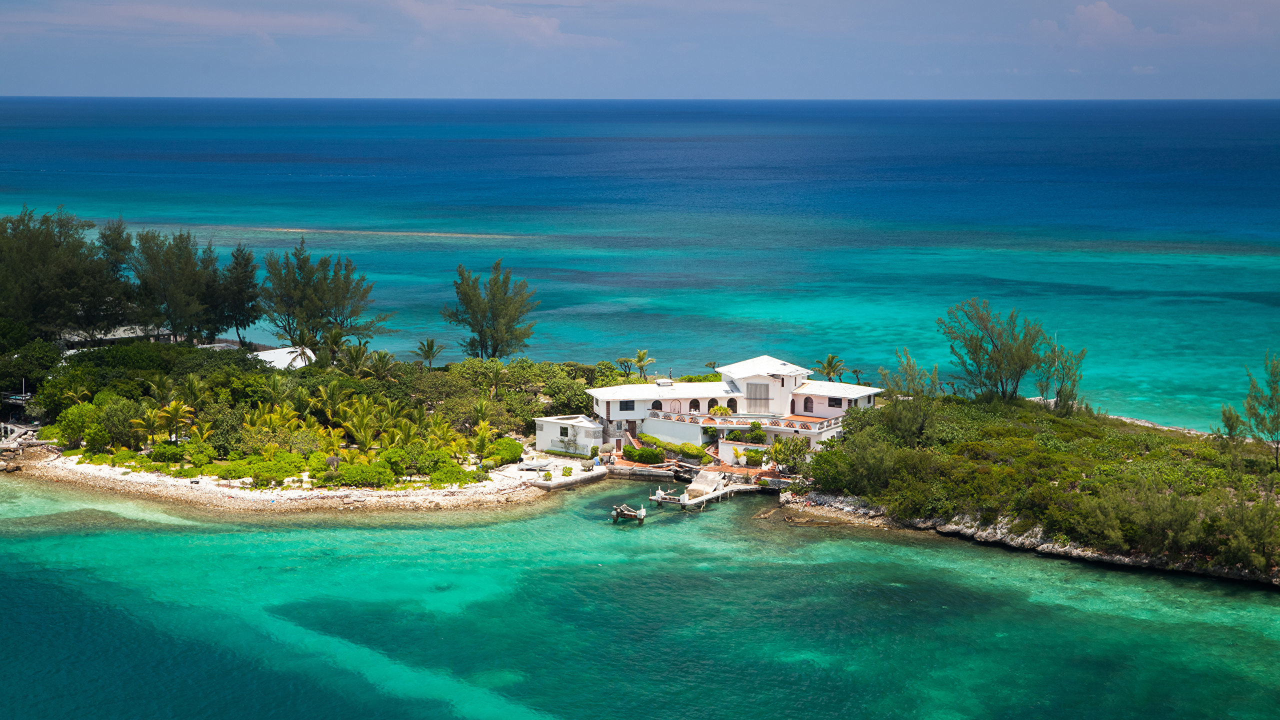 壁紙 2560x1440 熱帯 リゾート 海岸 住宅 桟橋 Nassau Bahamas 自然 ダウンロード 写真