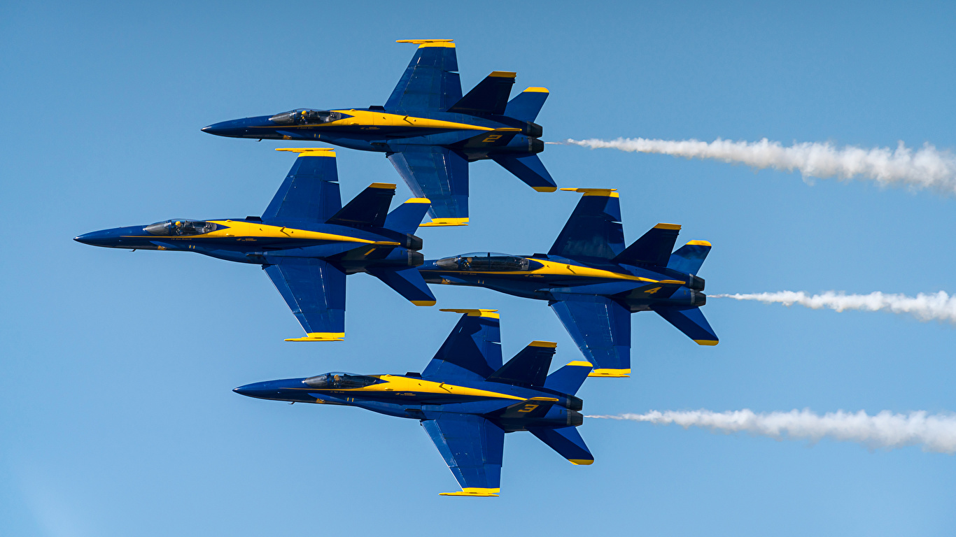 Wallpaper Fighter Airplane Airplane BlueAngels FA-18 Flight 1366x768