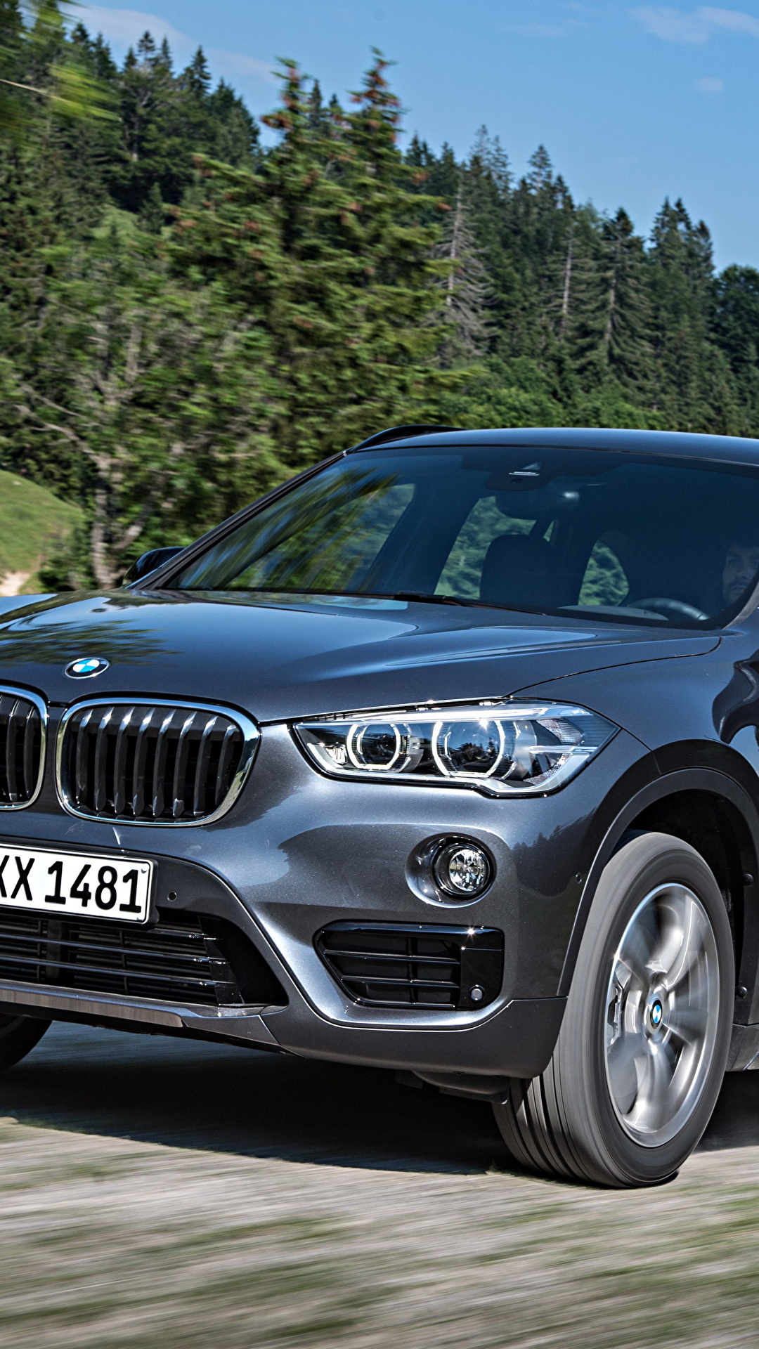 Картинка BMW 2015 xDrive Sport Line F48 серая скорость 1080x1920