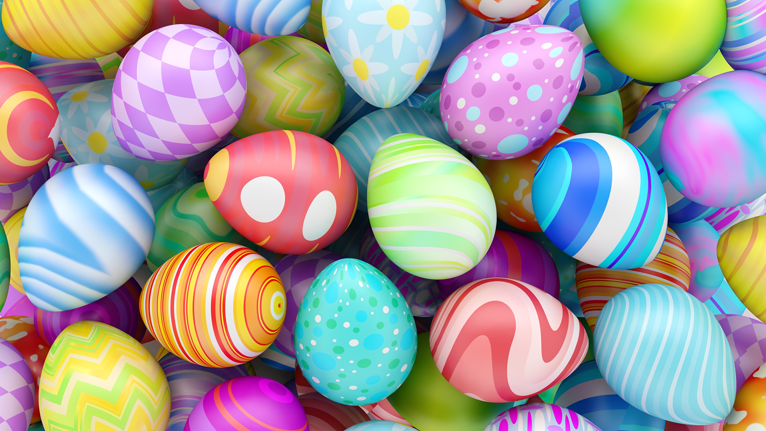 Pictures Easter Multicolor egg 3D Graphics 2560x1440