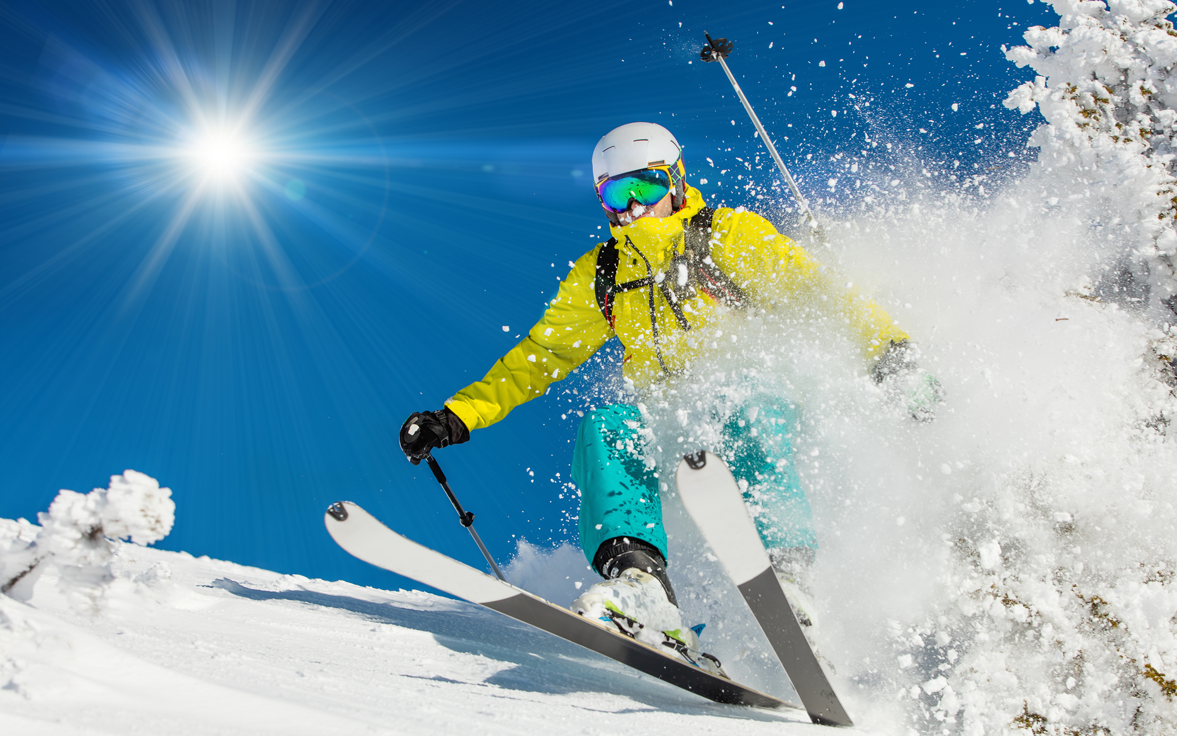 壁紙 3840x2400 スキー 冬 太陽 雪 眼鏡 スポーツ ダウンロード 写真