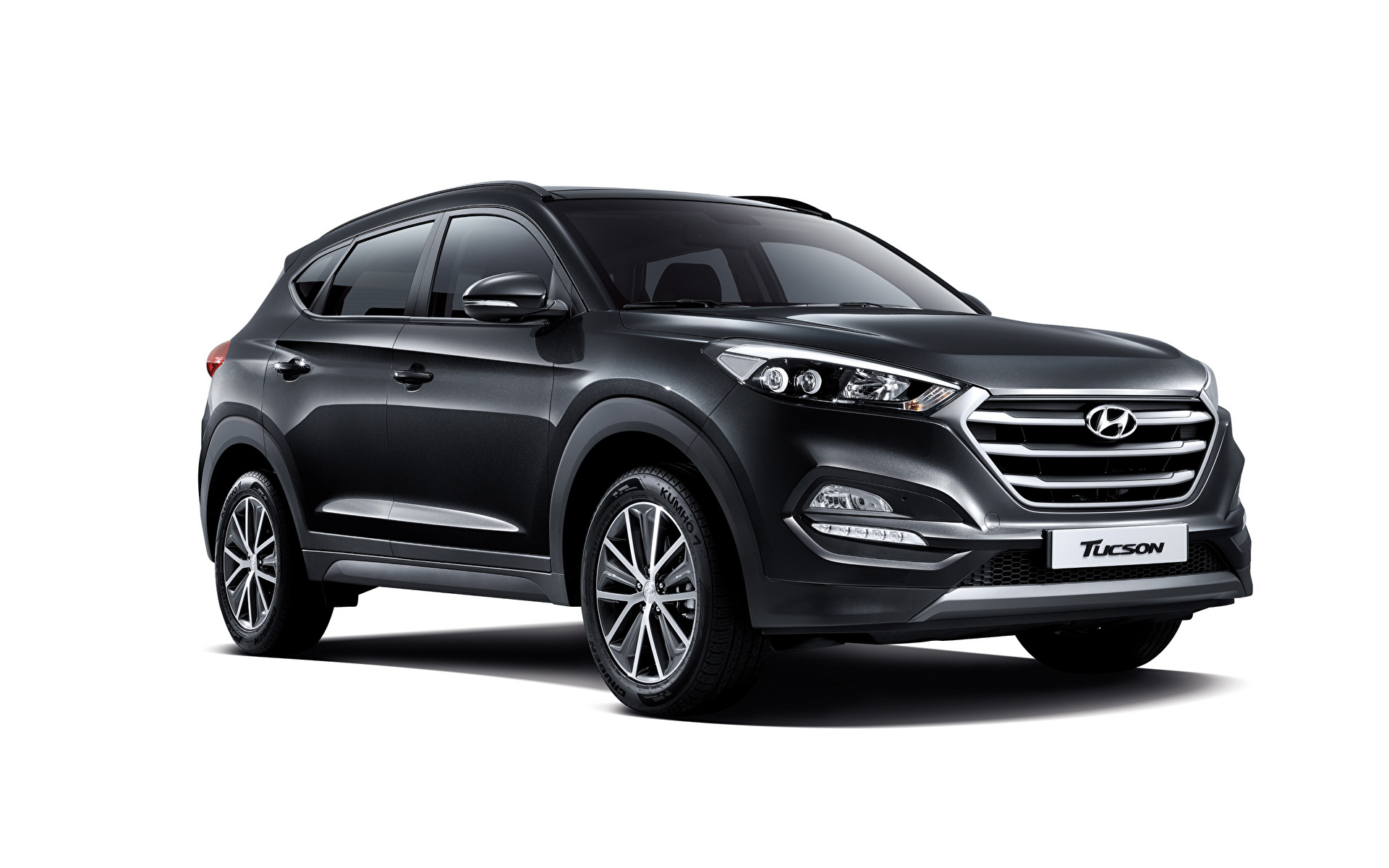 Фото Hyundai CUV Tucson Черный Автомобили белом фоне 1920x1200