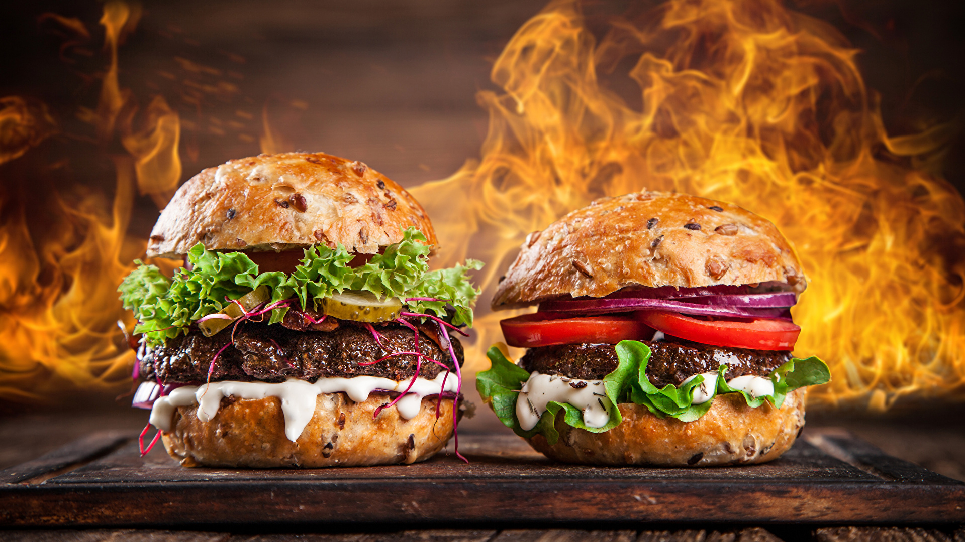 Fonds d ecran 1920x1080 Fast food Hamburger L gume Feu 