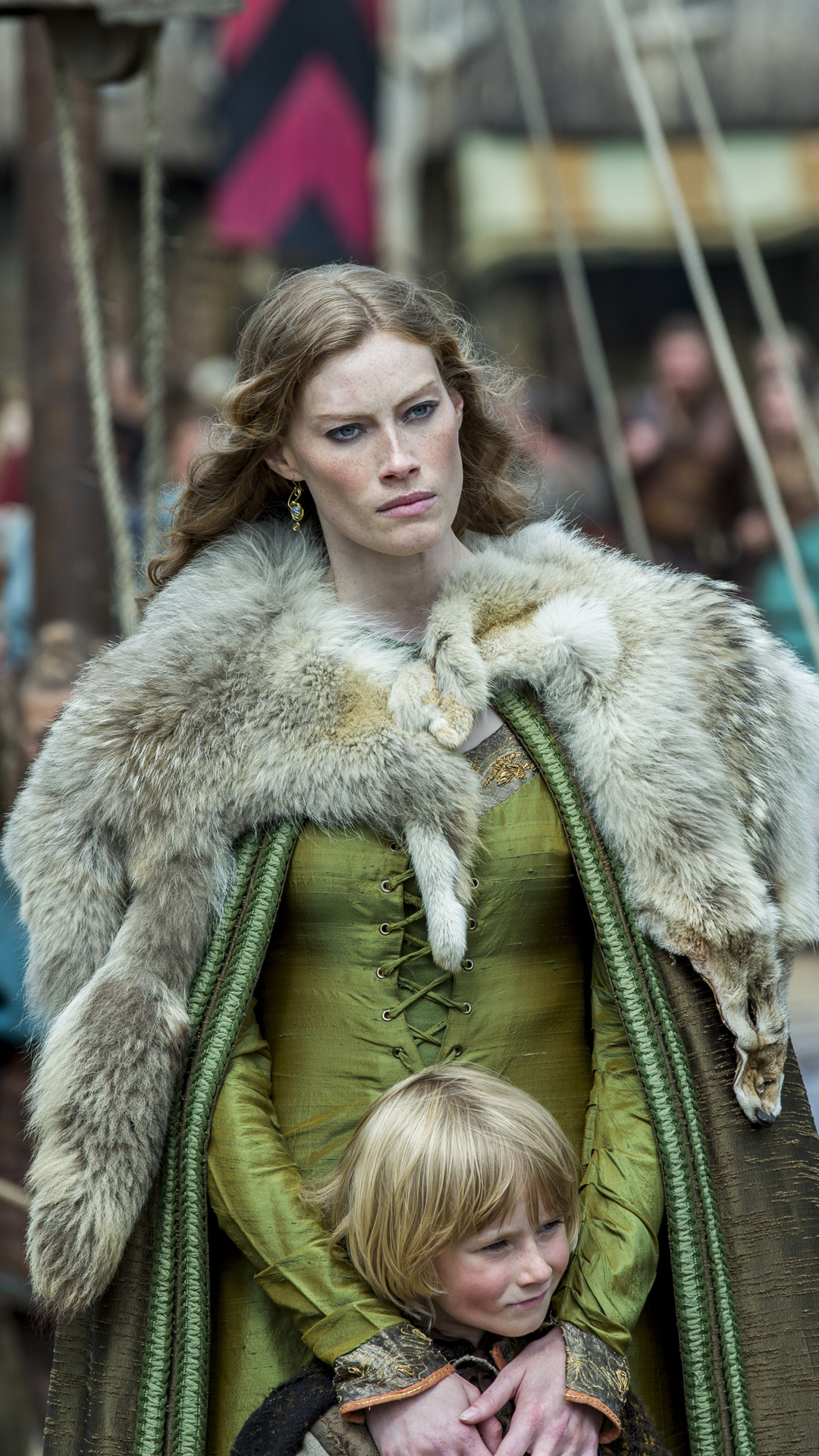 Wallpaper Vikings (TV series) Alyssa Sutherland child 1080x1920