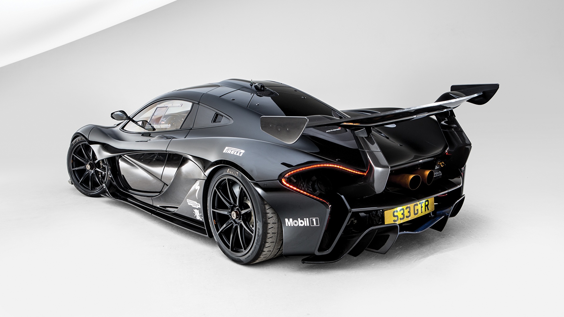 Image McLaren GTR Road by Lanzante Black Cars Back view 1920x1080