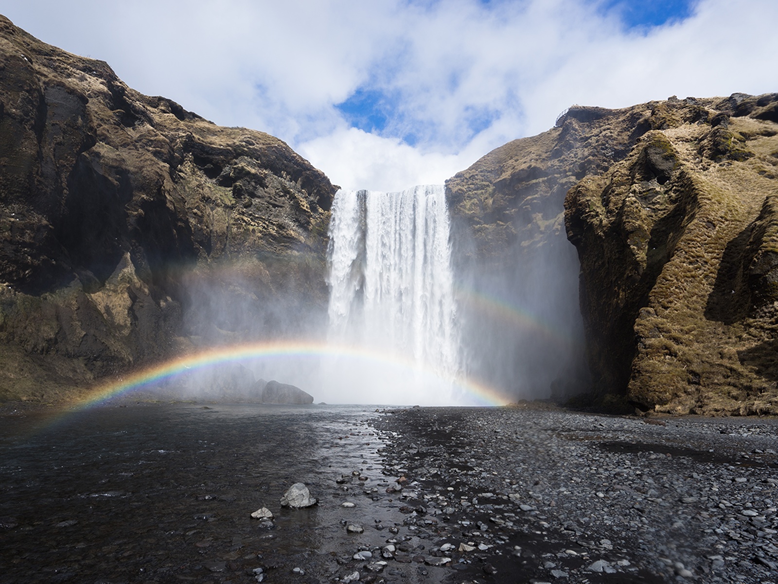 Image Rock Nature Rainbow Waterfalls river 1600x1200