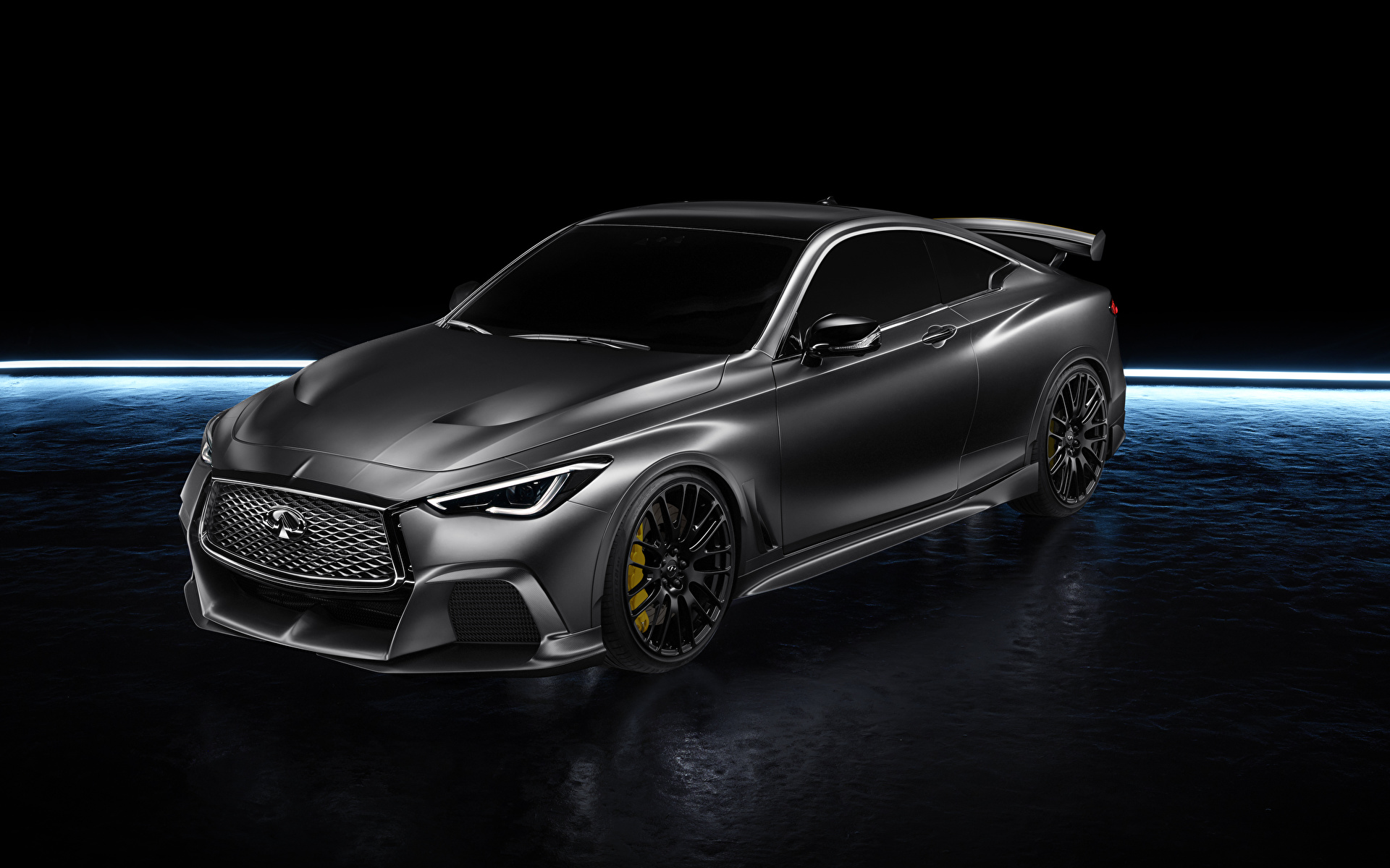 Картинка Инфинити 2017 Q60 Project Black серая машина 1920x1200