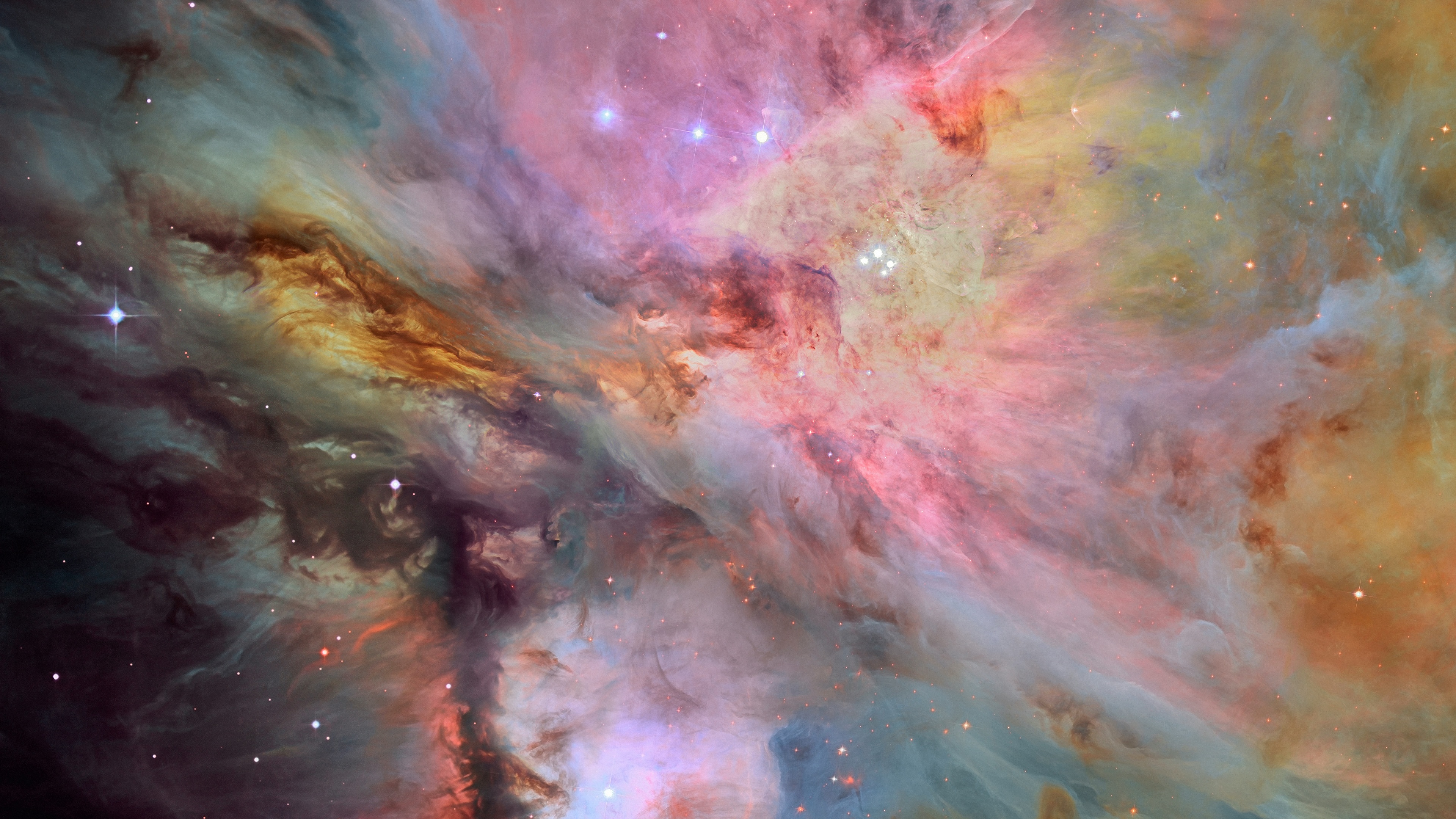 3840x2160、空間内の星雲、Orion Nebula Messier 42, M42、、宇宙空間、