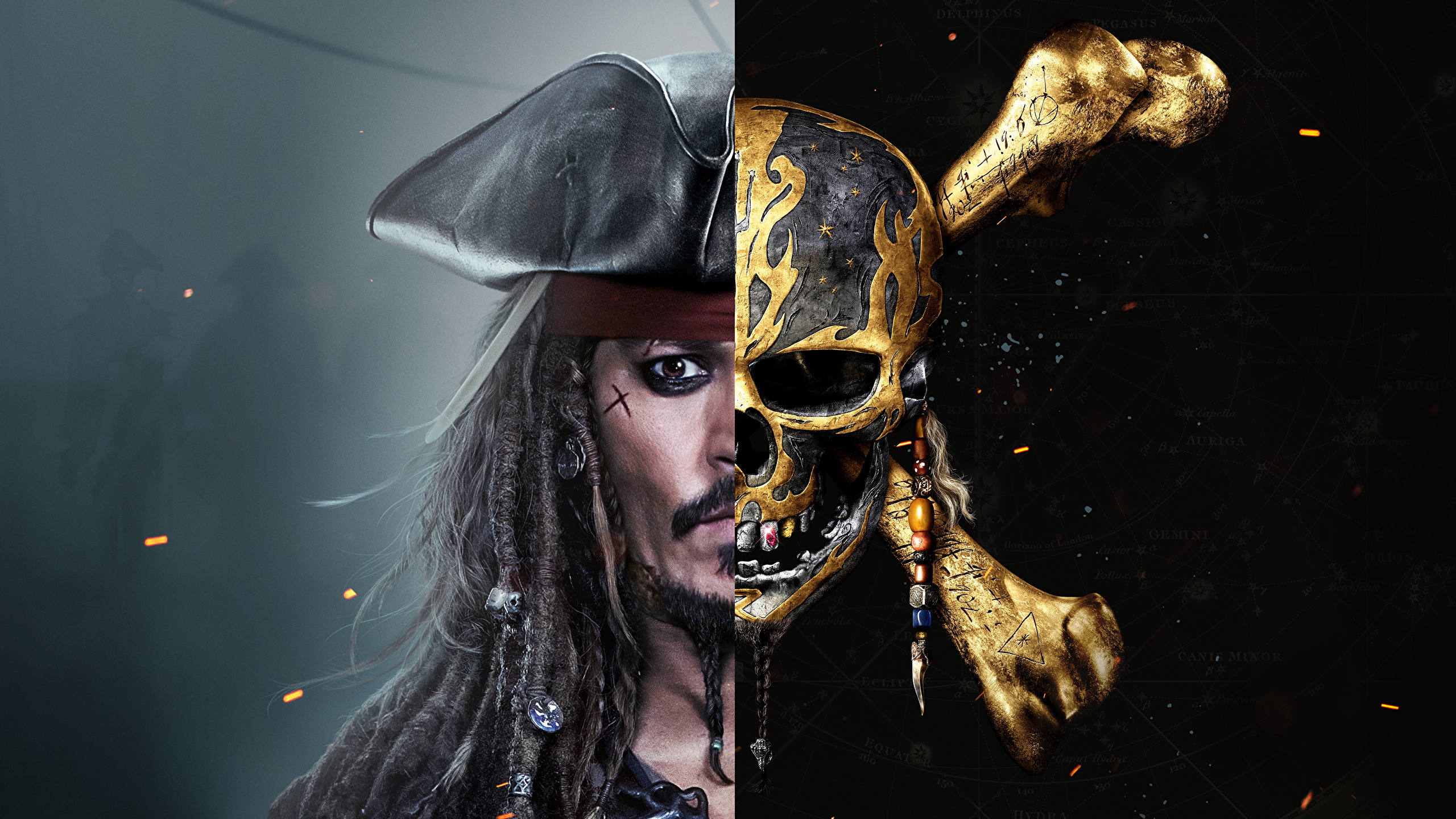 壁紙 2560x1440 パイレーツ オブ カリビアン 最後の海賊 ジョニー デップ 頭蓋骨 映画 有名人 ダウンロード 写真