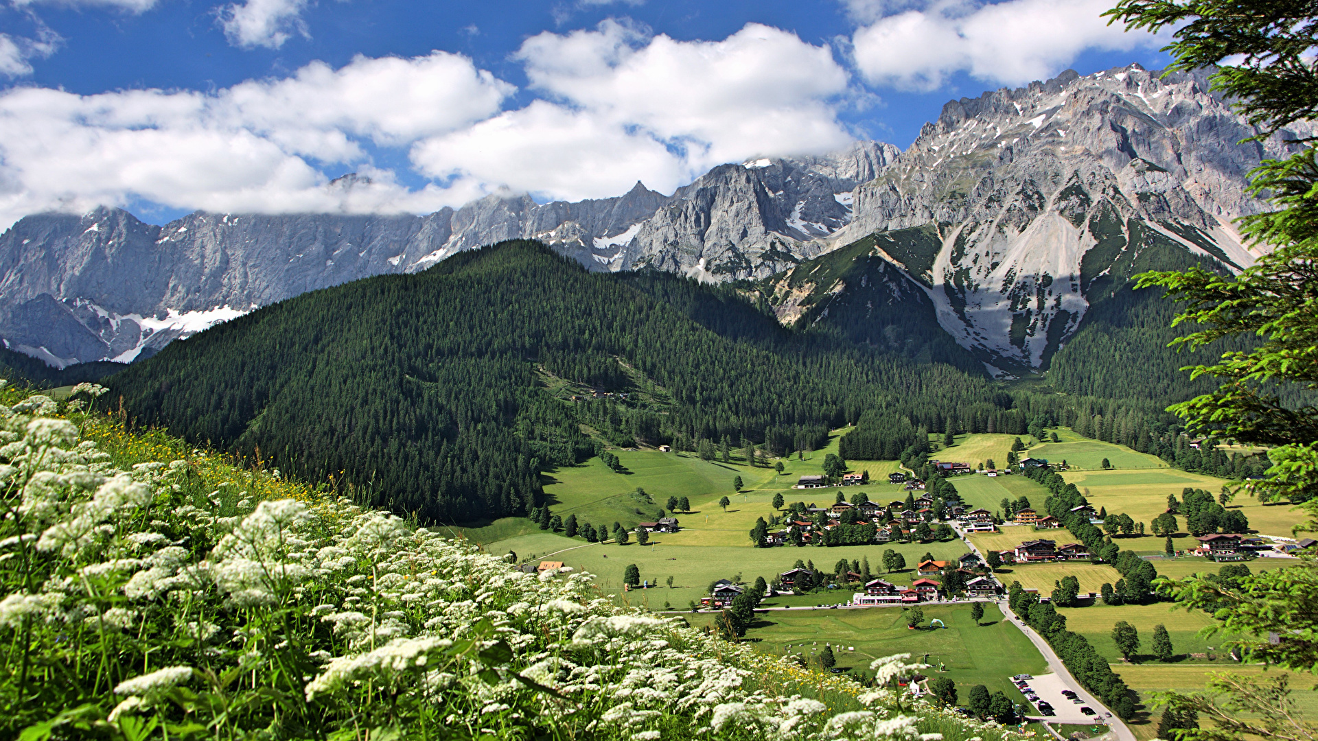 Papeis De Parede 1920x1080 Áustria Montanhas Florestas Casa Fotografia De Paisagem Ramsau Am 2753