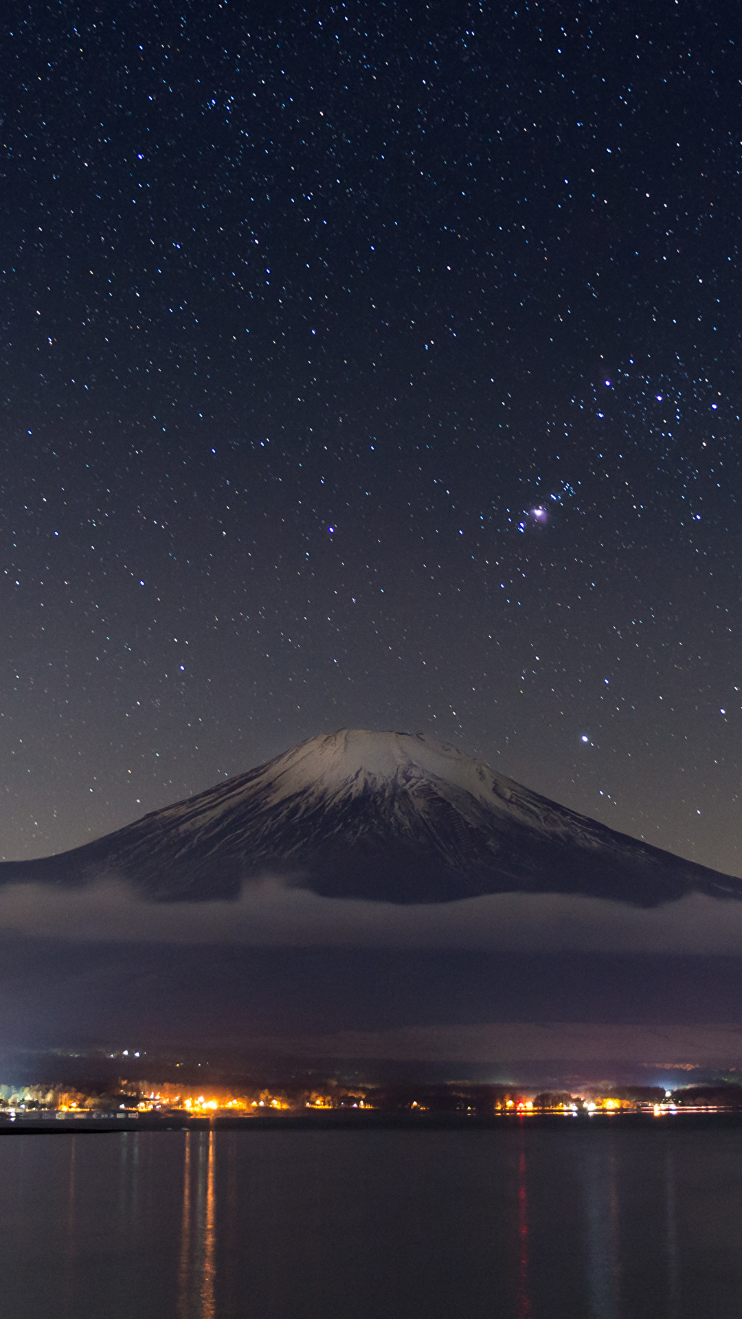 Photo Mount Fuji Stars Japan Volcano Nature Sky Night 1080x19