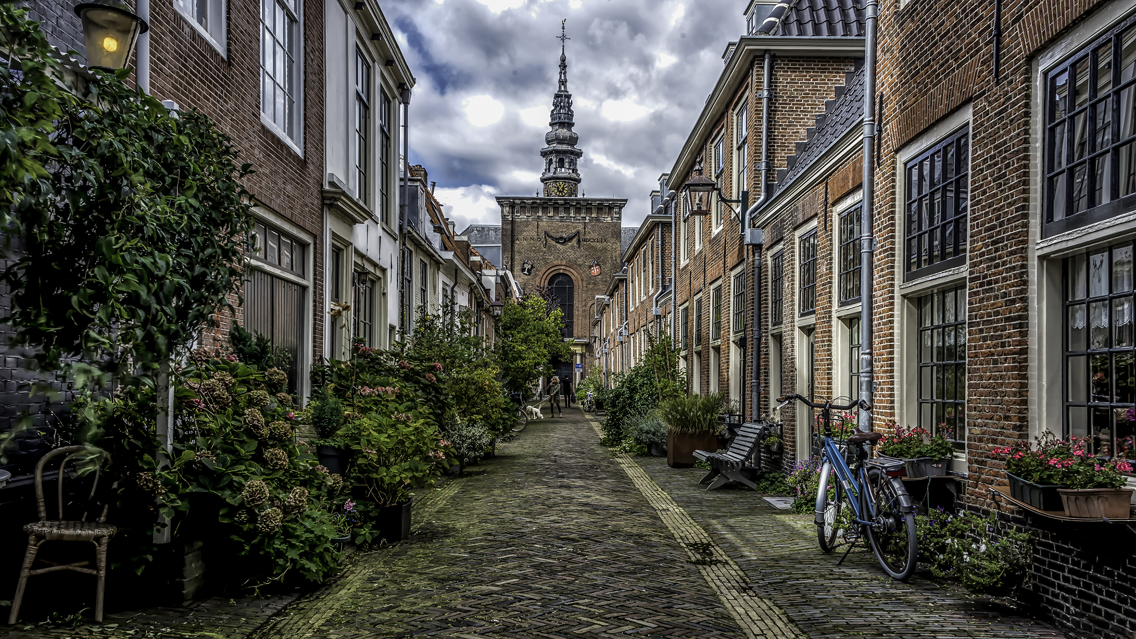 Church Netherlands Haarlem Street Houses 3840x2160
