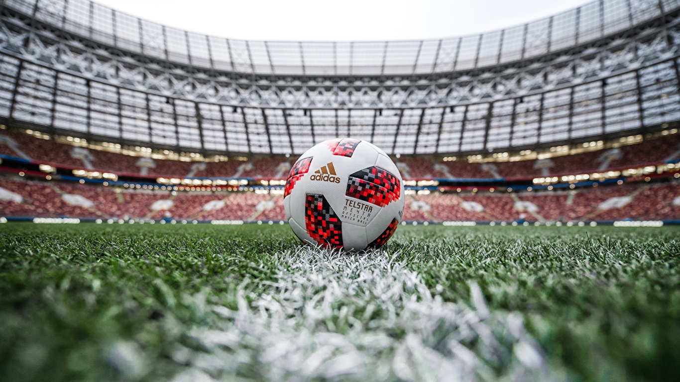 壁紙 1366x768 サッカー Russia Fifa World Cup 18 Adidas Telstar 18 スポーツボール 芝 スタジアム スポーツ ダウンロード 写真