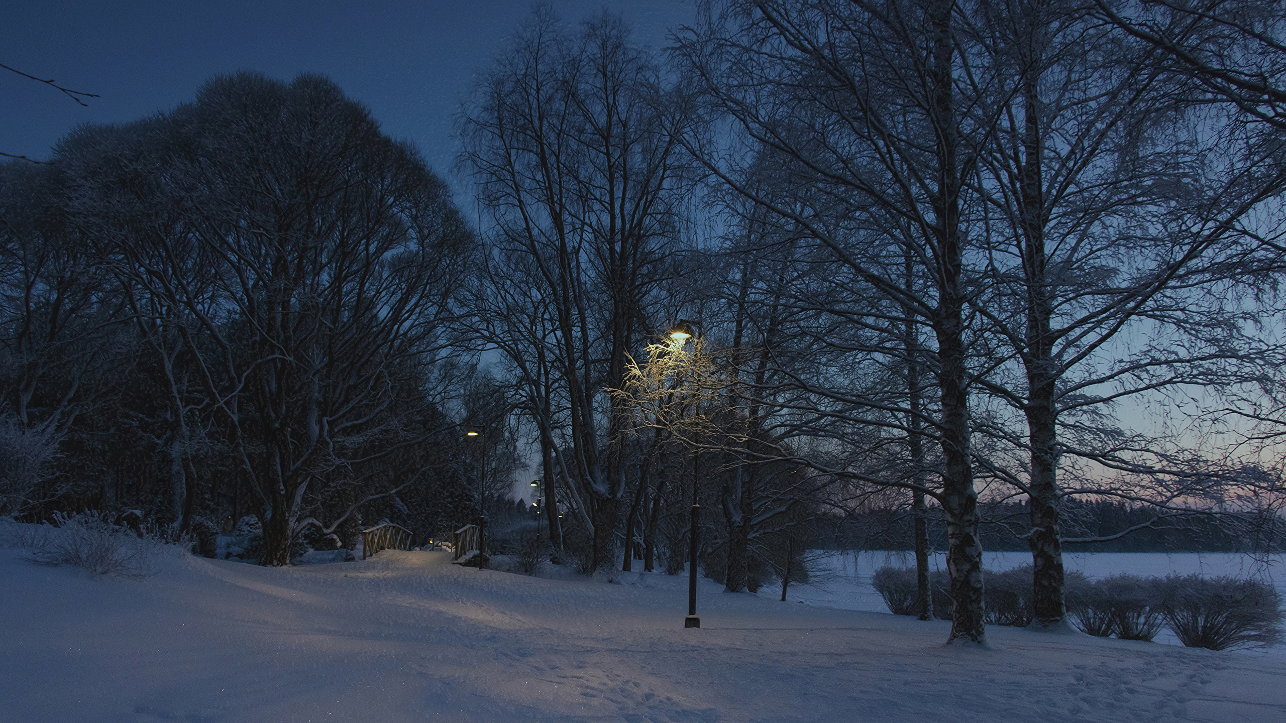 Bilder Finnland Tampere Natur Winter Schnee Abend 2560x1440