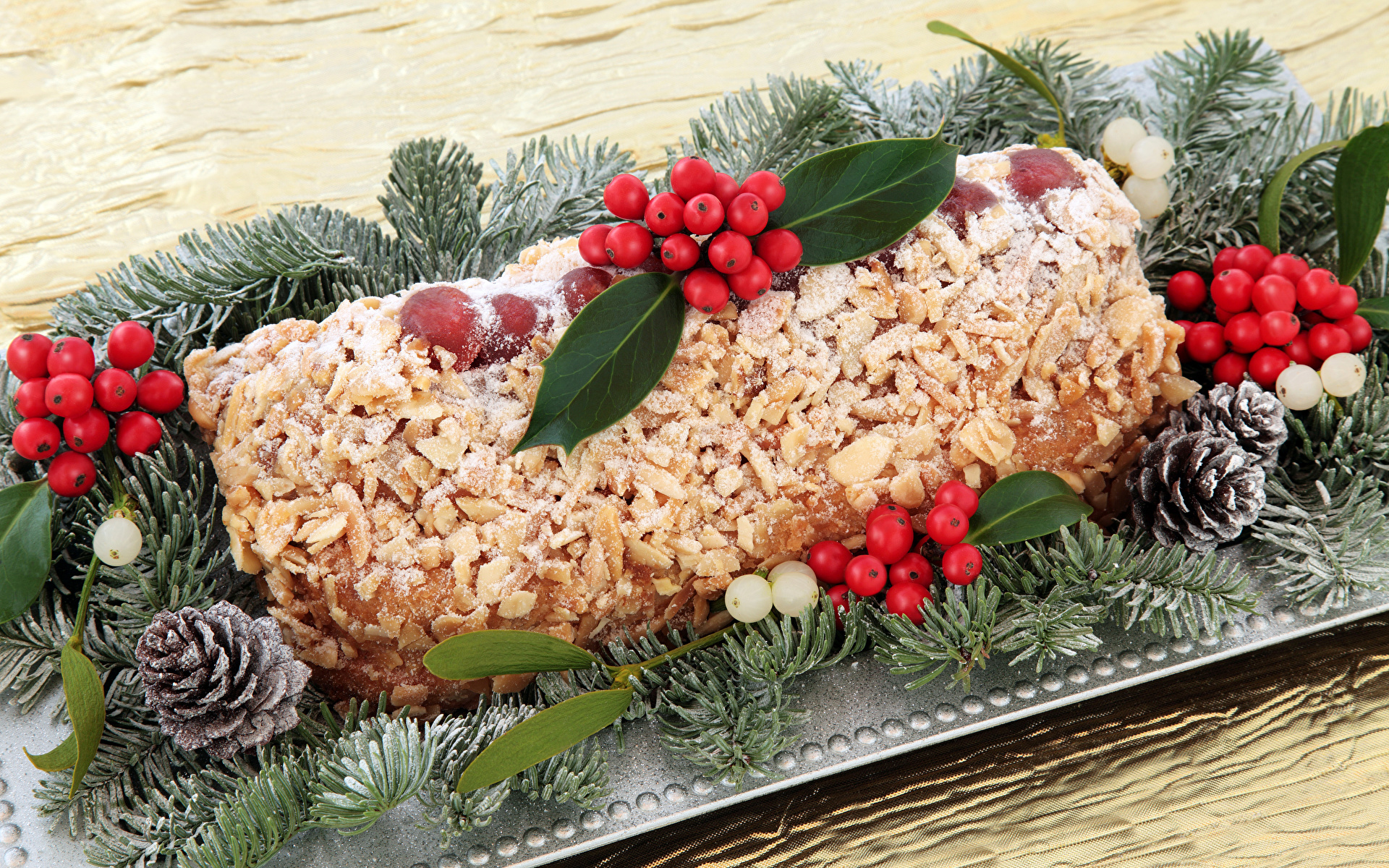 Desktop Wallpapers Swiss roll New year Food Branches 1920x1200