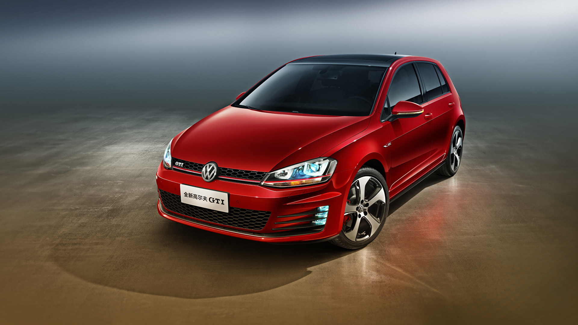 Фотографии Volkswagen Golf GTI 2015 Красный автомобиль 1920x1080