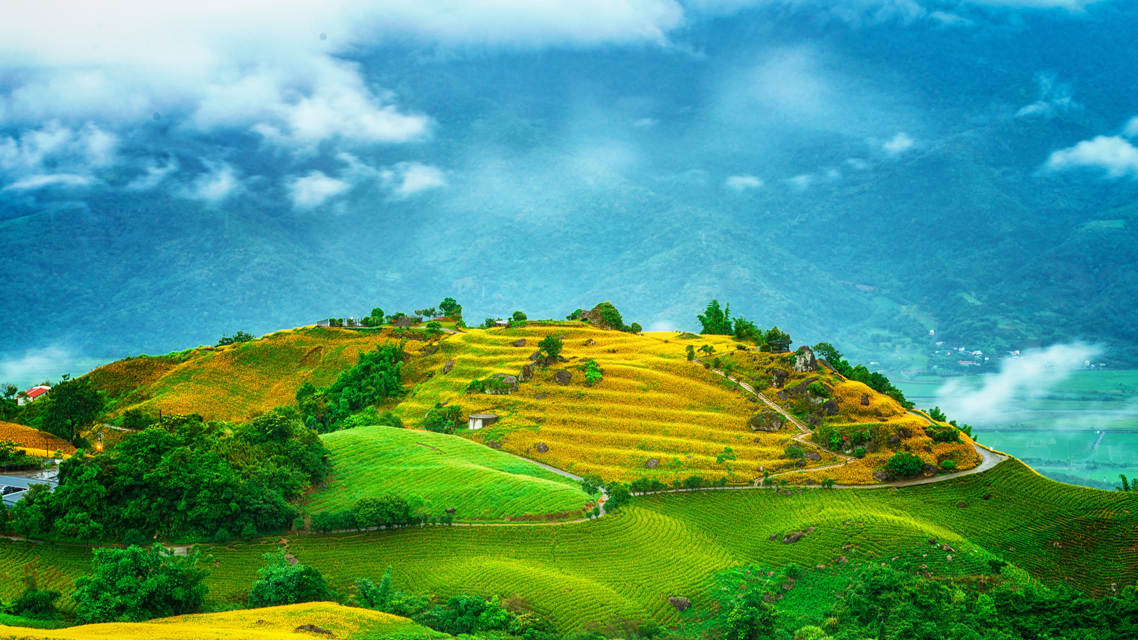 Wallpaper Taiwan Nature Hill Fields 3840x2160