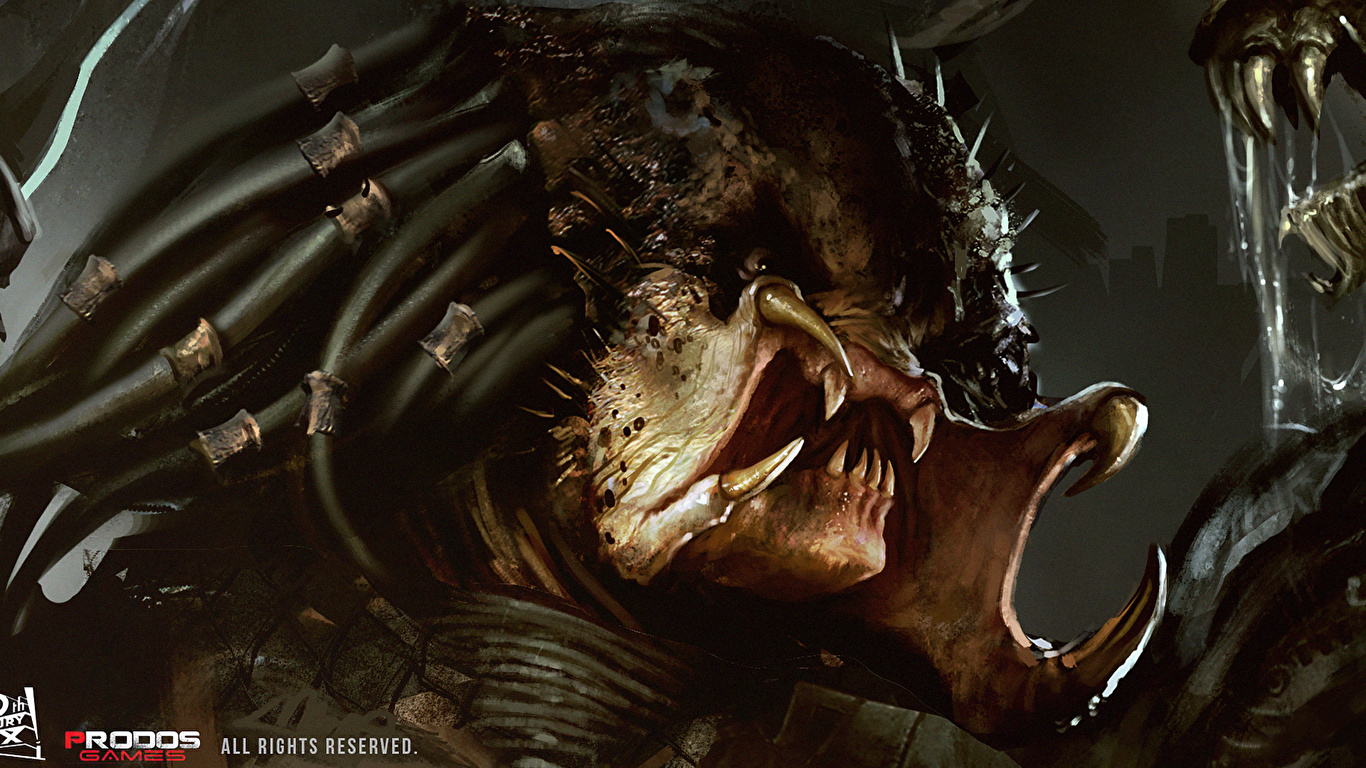 Обои для рабочего стола Хищник монстр alien vs predator avp 1366x768