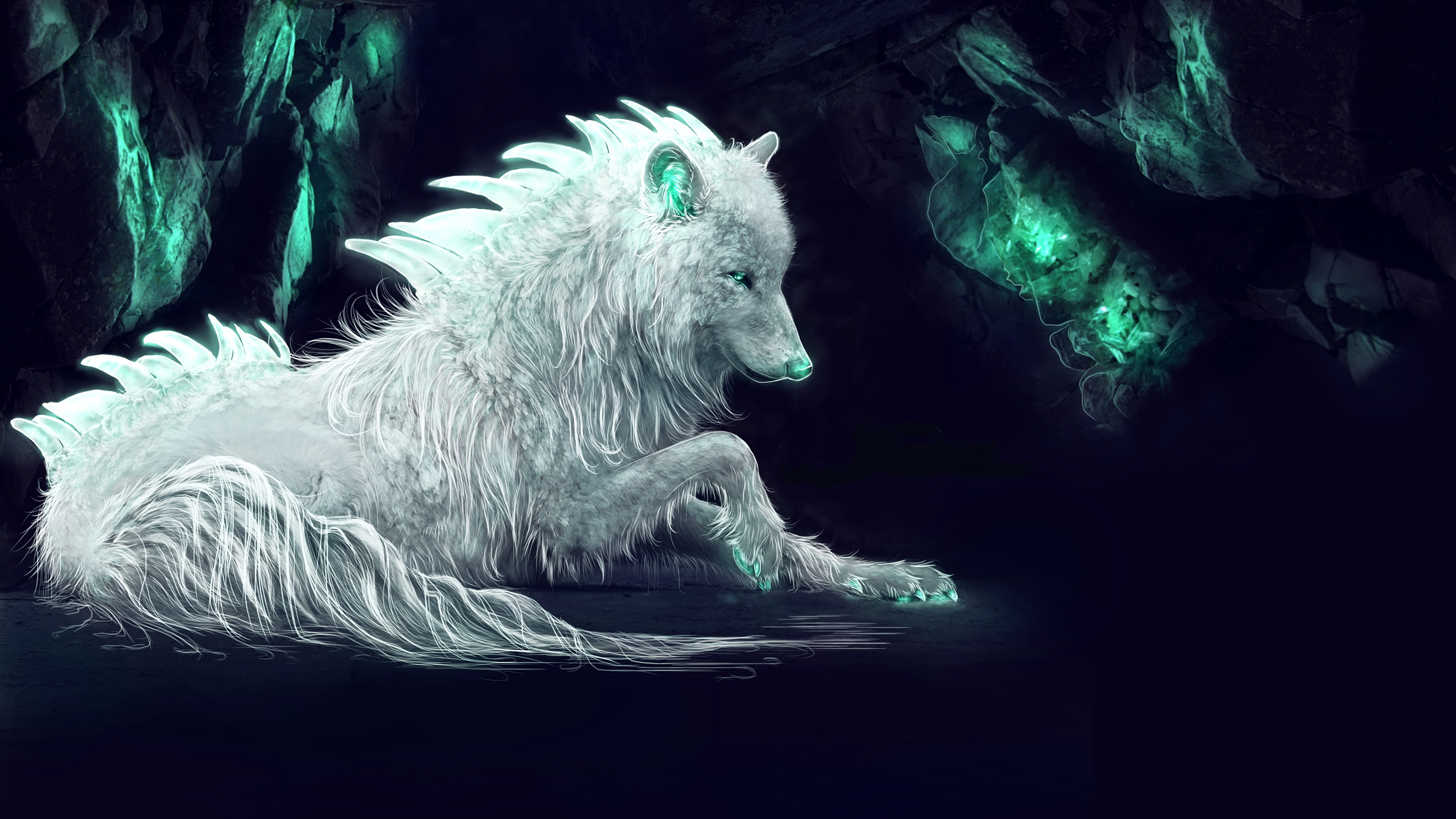 Image Wolves Animals Painting Art 3840x2160