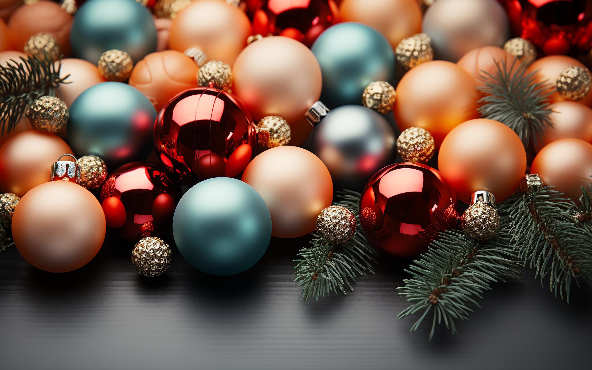 Wallpaper Christmas Balls Branches 1920x1200