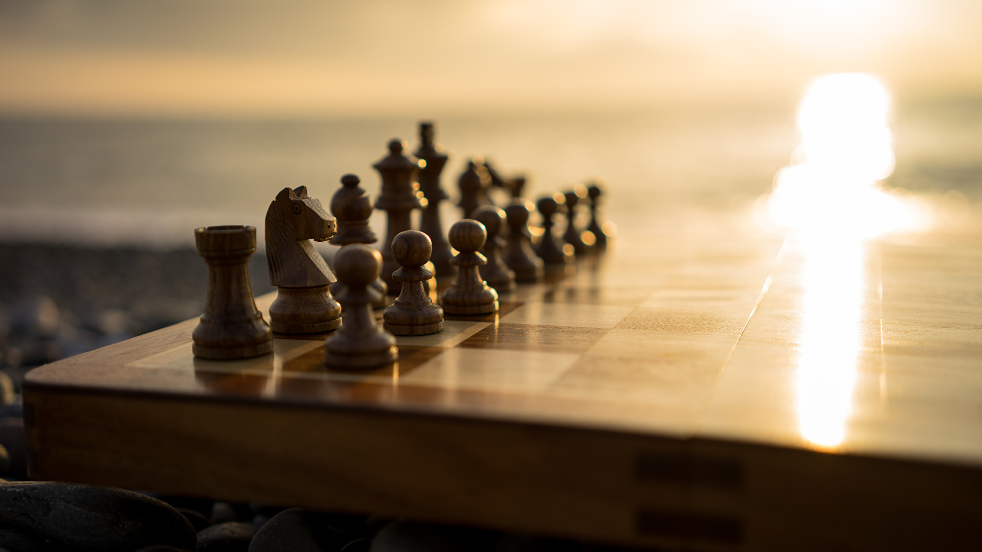 Desktop Wallpapers Chess from wood Closeup 1920x1080