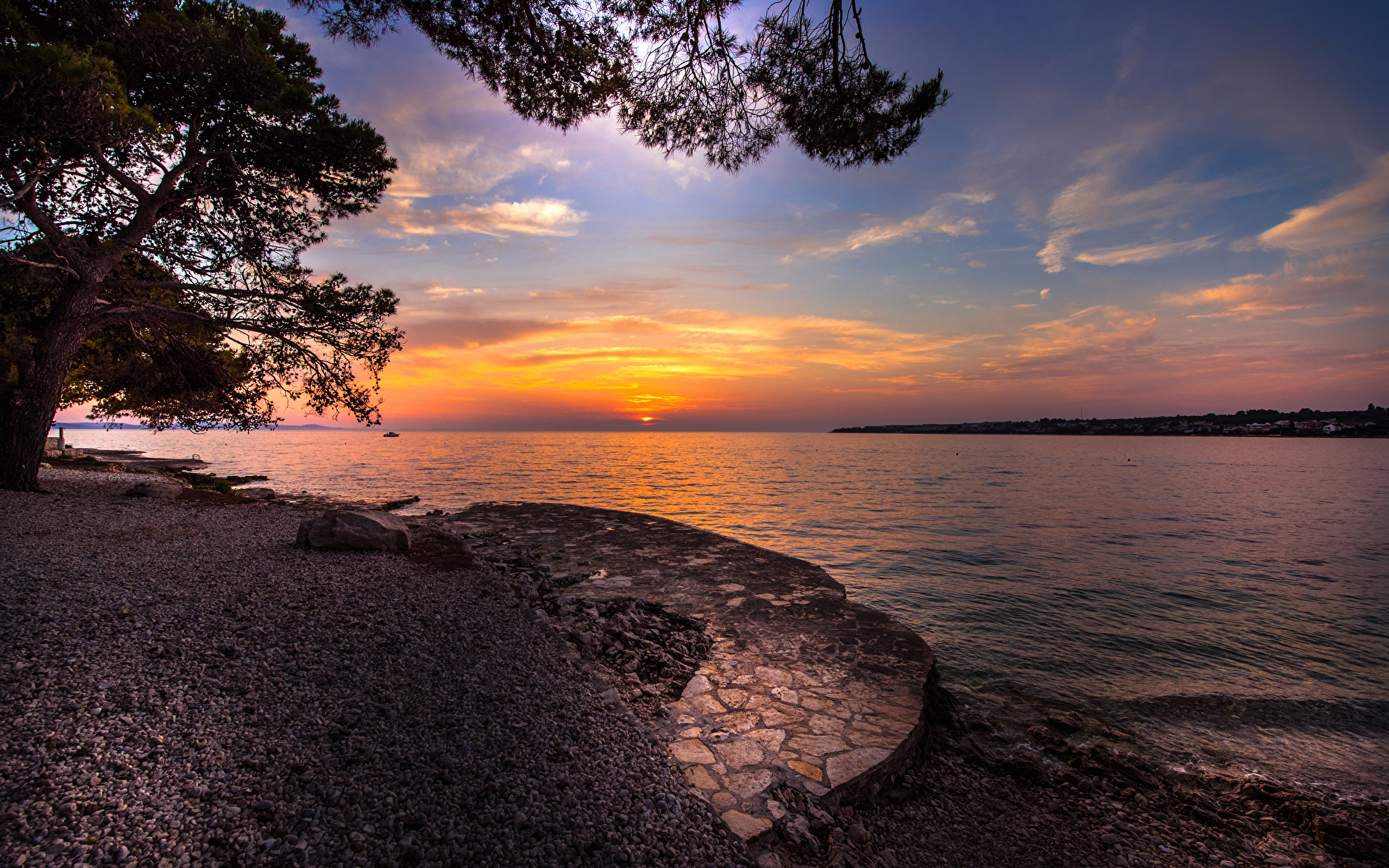 Wallpaper Croatia Nature sunrise and sunset Bay Coast 1920x1200