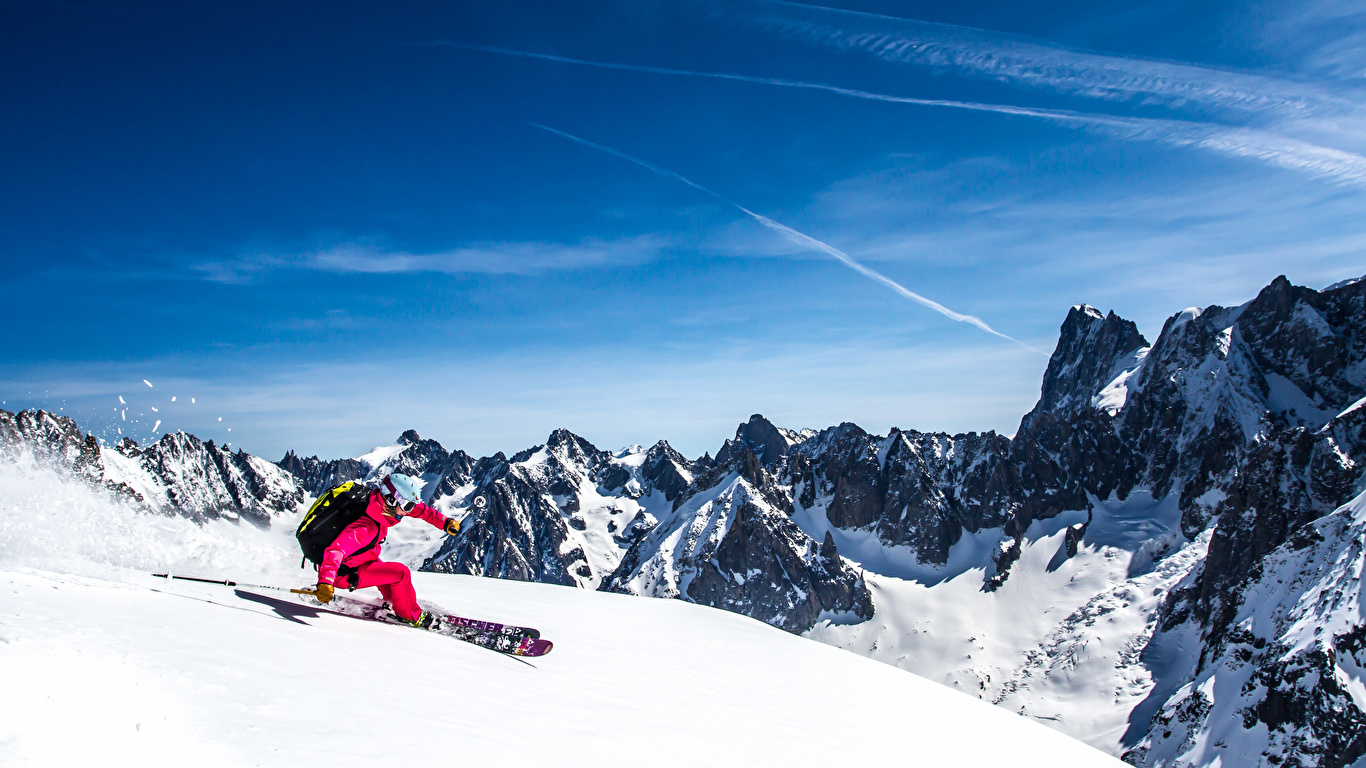 壁紙 1366x768 スキー 山 空 雪 スポーツ 自然 ダウンロード 写真