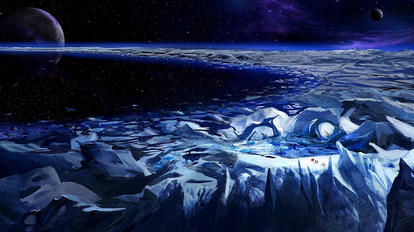 壁紙 1366x768 幻想的な世界 惑星 雪 ファンタジー ダウンロード 写真