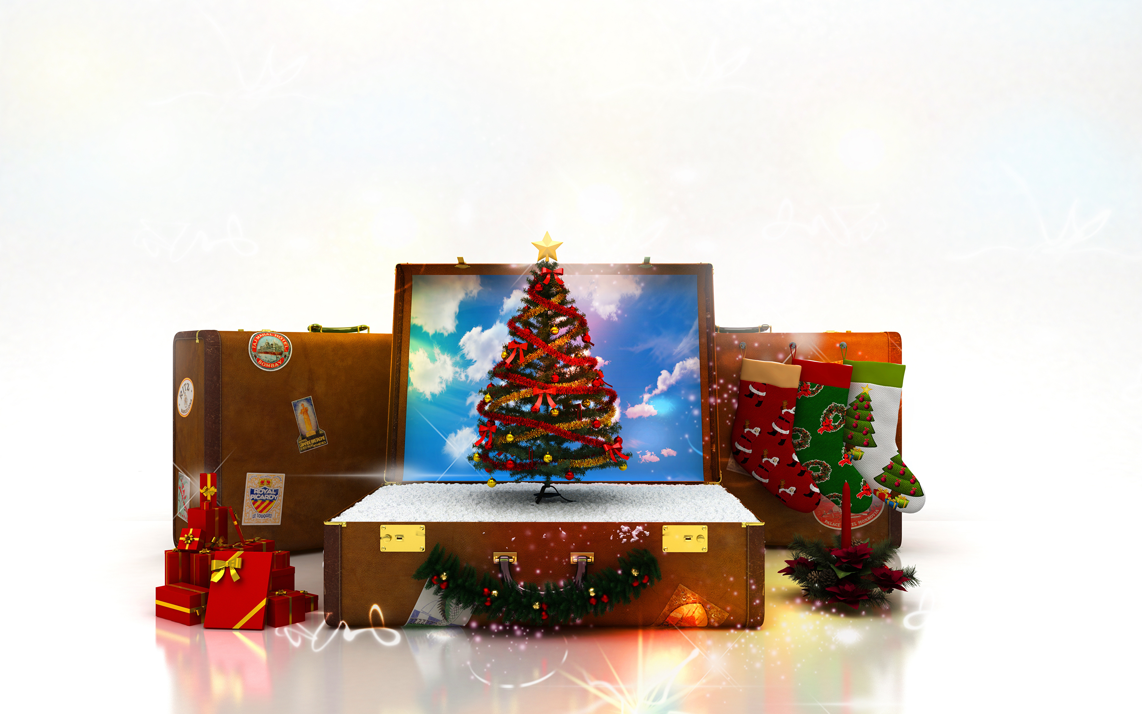 Bakgrundsbilder jul Julgran Helgdagar 3840x2400 Nyår